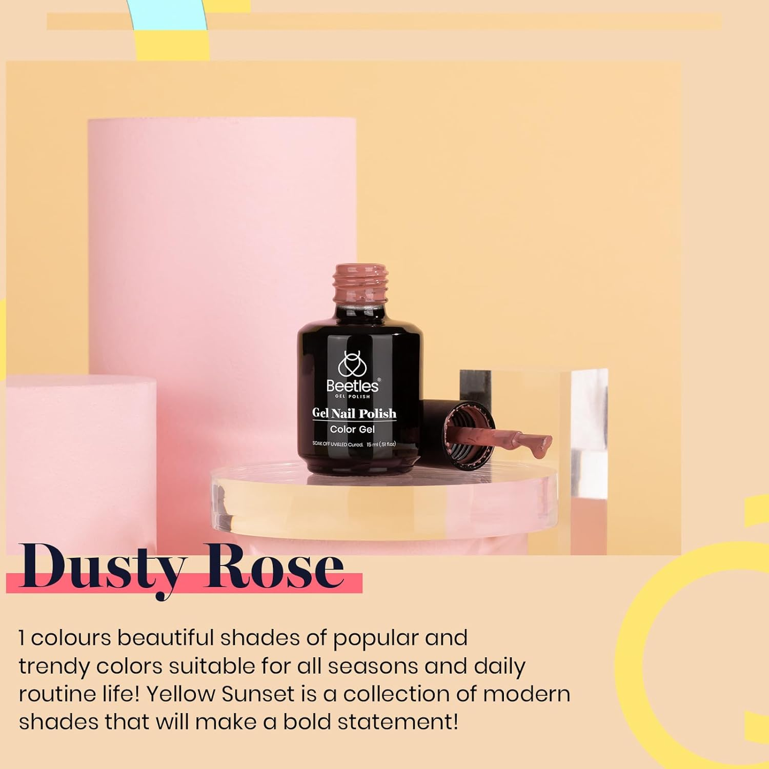 Beetles Gel Polish Gel Nail Polish, 1Pcs 0.5Oz 15Ml Dusty Rose Nail Polish Dried-Rose Dusty Pink Soak off UV LED Nail Lamp Nail Art Manicure Salon DIY Home Solid Gel Nail Design Decoration Valentine'S