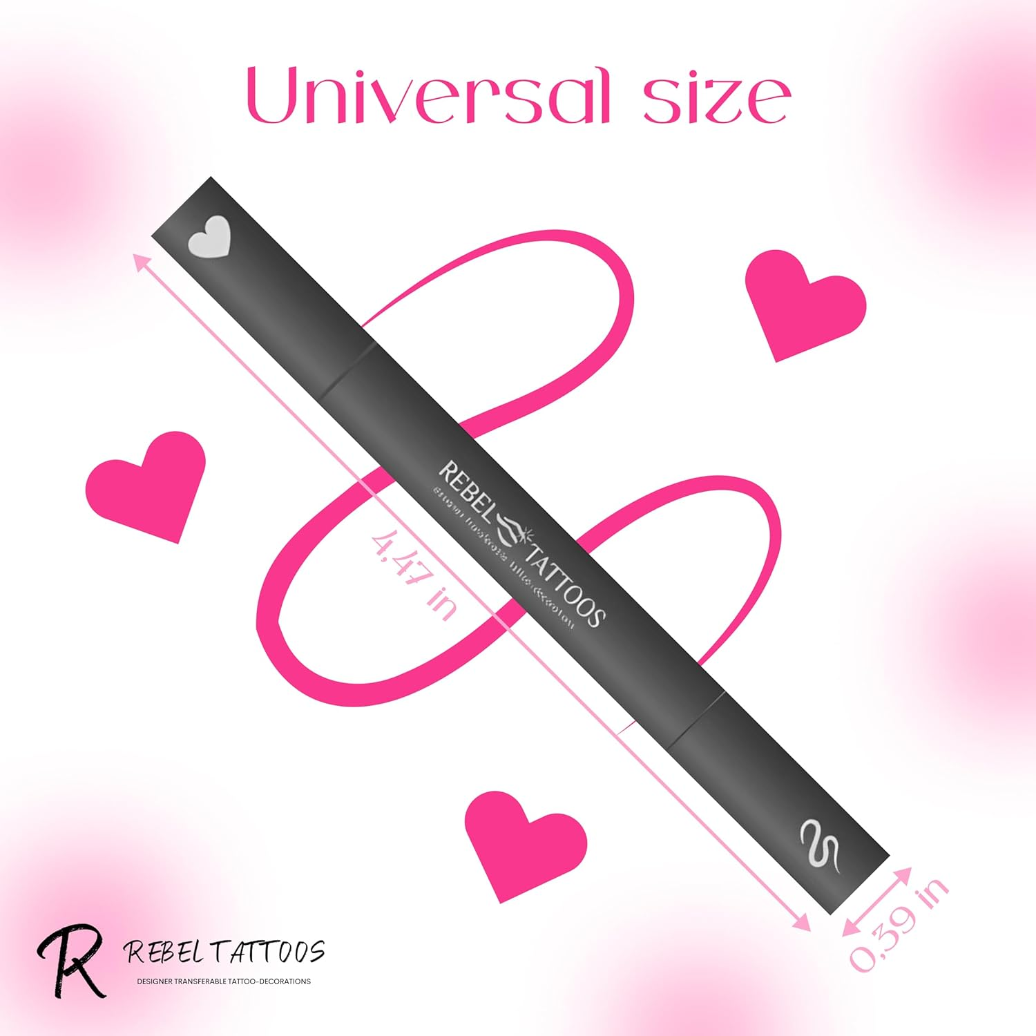 Rebel Tattoos 2-In-1 Eyeliner Stamp, Pigmented Intense Black Formula, Smudge-Budge Proof, Sweatproof, 24 Hour Stay Eyeliner Stamp Star Butterfly or Heart (Pink Heart) image number 5