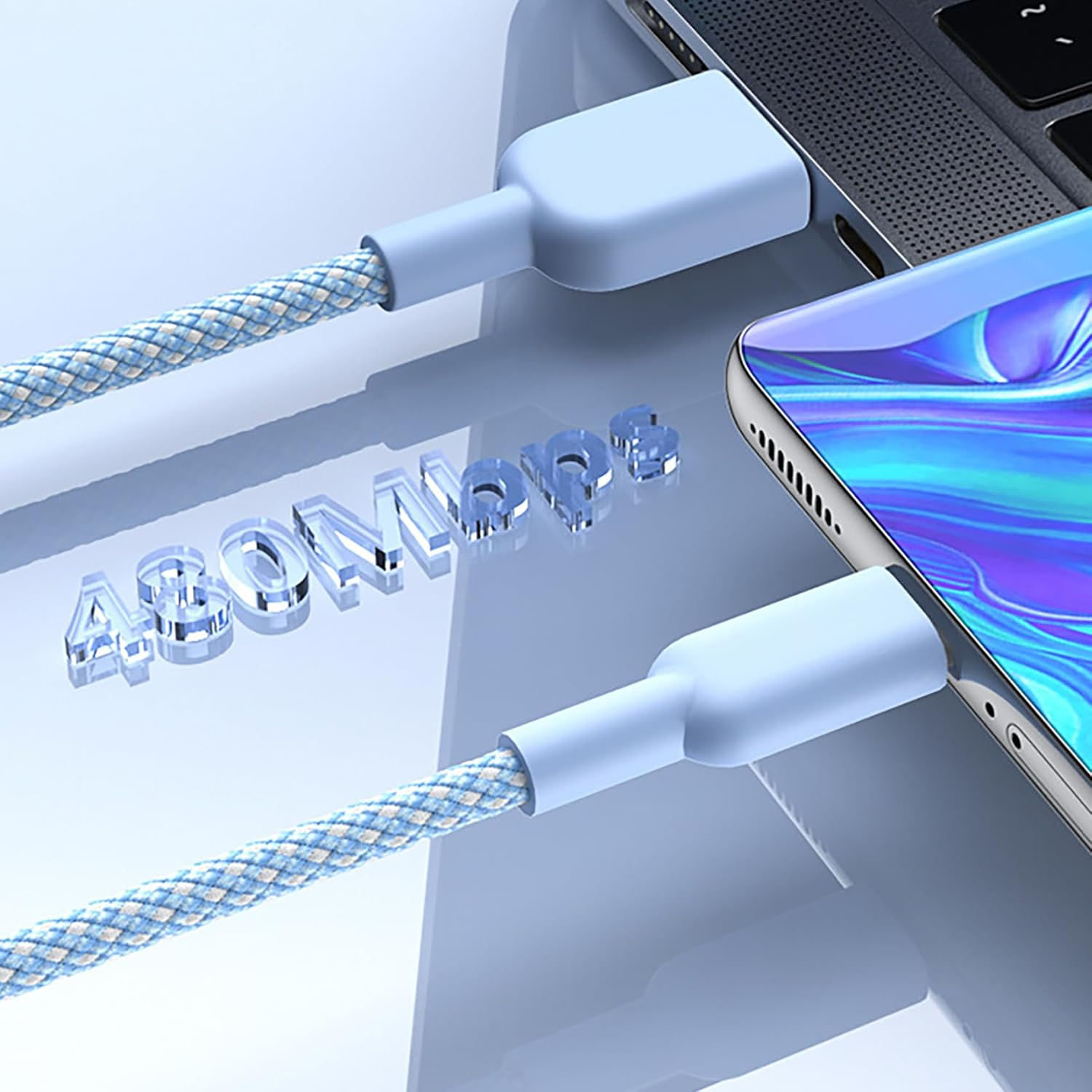 USB Type C Cable 2Pack, Tunghey USB C Charger Cable Nylon Braided Fast Charging Sync Cord Compatible 16/15 Pro Max Galaxy S10 S9 S8 Plus,Note 9 8,Pixel 2 XL (Black, 1M) image number 2