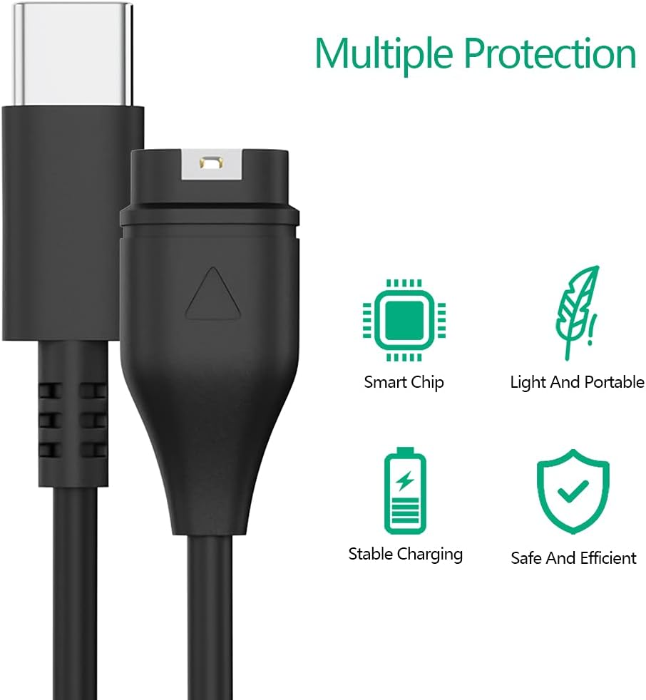 AWINNER Charger Cable Compatible for Garmin Fenix 6 6S 6X Pro Sapphire,Fenix 5 5S 5X Plus,Forerunner 935 945 45 45S 245,Approach S10 S40 S60 X10,Quatix 5 Sapphire,Vivoactive 3 4C 4S,Vivomove 3 3S Usbc image number 1
