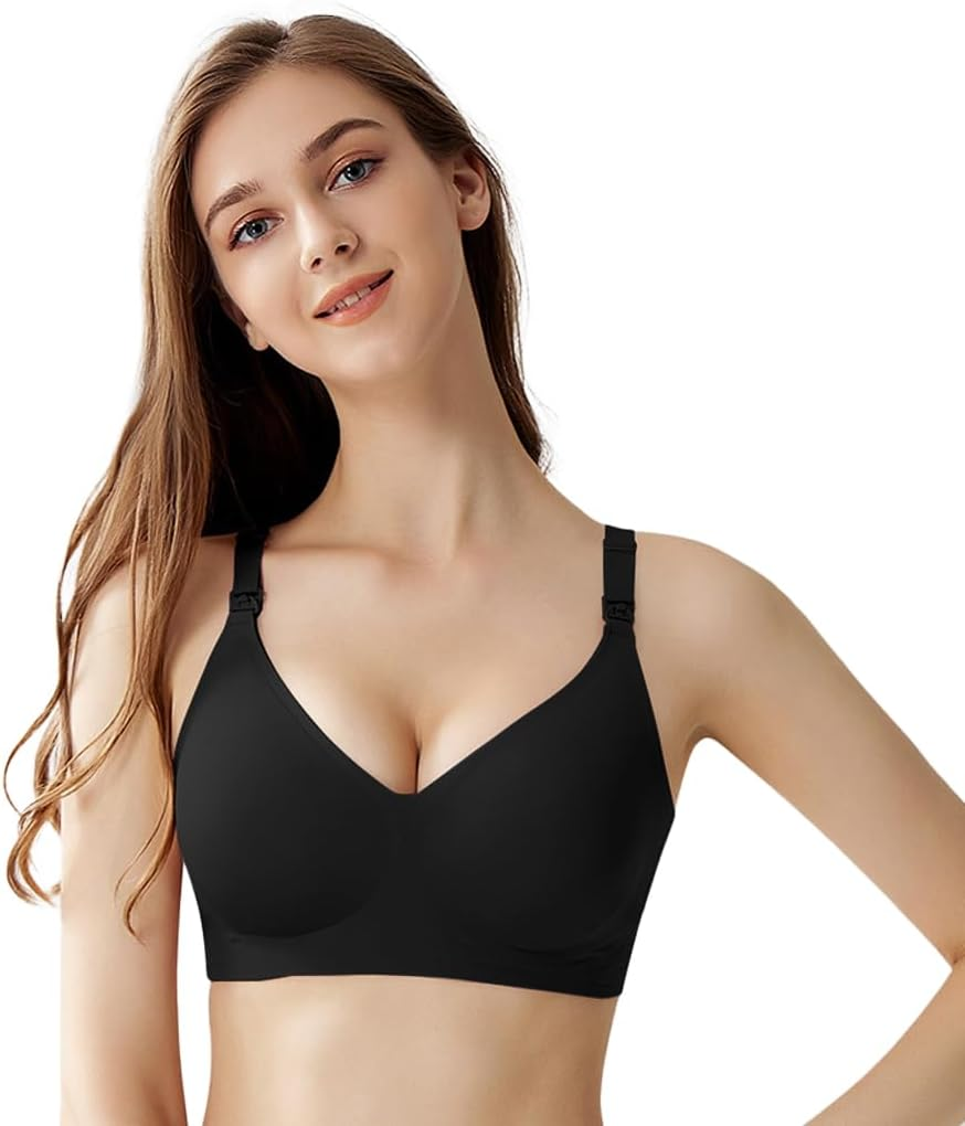 SANNIDHI&reg; Nursing Bras for Breastfeeding Ultra Comfort Seamless Maternity Bra, Natural Shape, Pregnancy Sleep Bralette, Nude, XXL