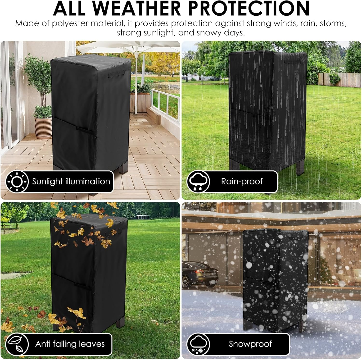 Smoker Grill Cover, Convenient Handles Waterproof Vertical Smoker BBQ Grill Cover with Handle for Outdoor Grill image number 3