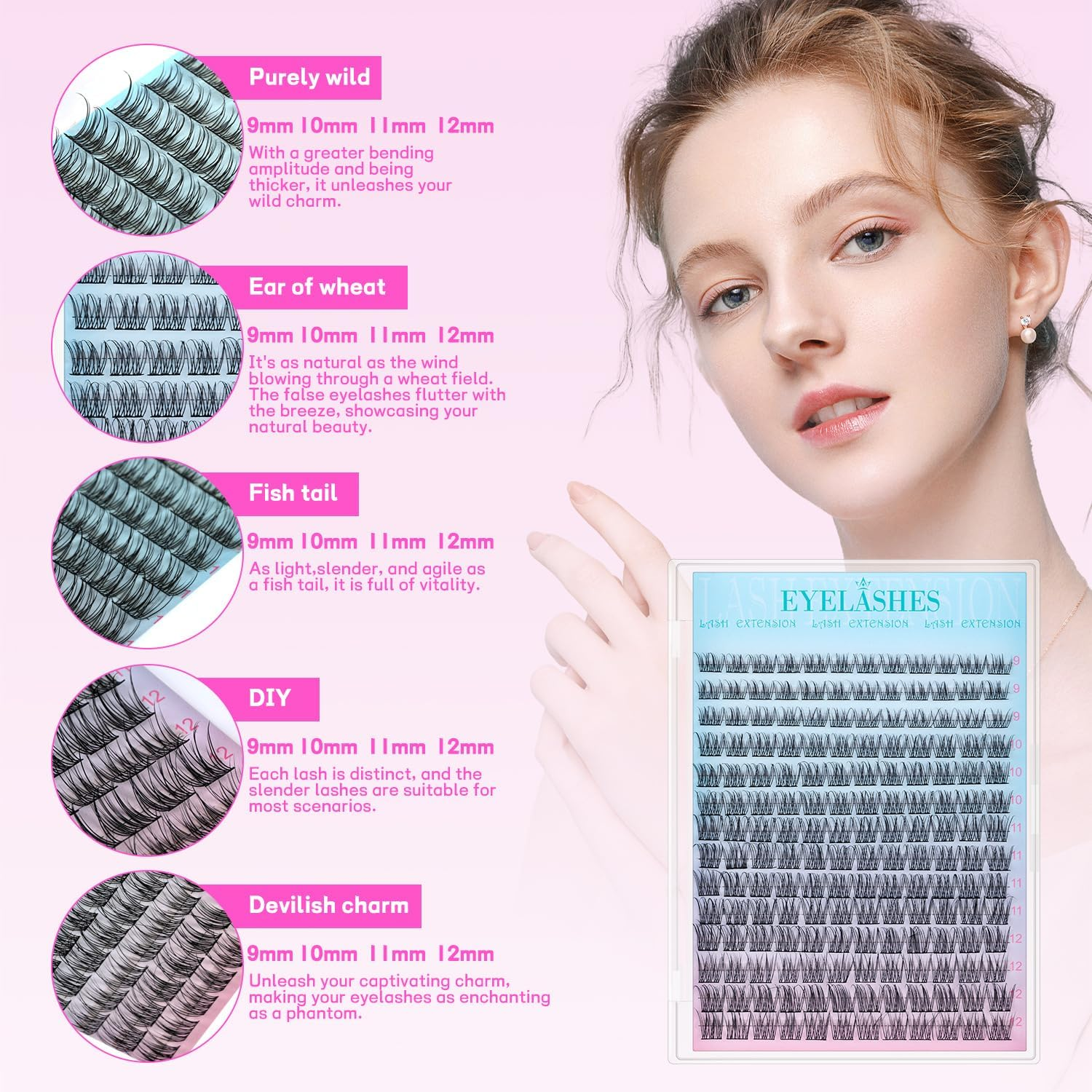 Eyelash Clusters DIY Lash Extension Kit 9-12MIX Eyelash Clusters Eyelash Extension Kit with Bond and Seal,Remover,Applicators for Beginner at Home image number 3