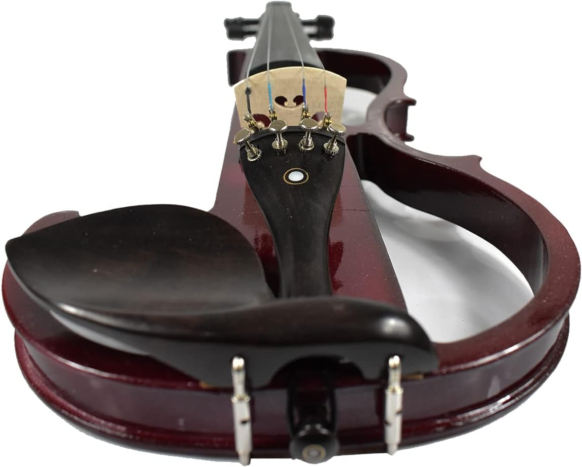 ENNBOM Beginner 4/4 Electric Violin Ebony Silent Violin Electric Violin Introductory Set (Wine Red) image number 5