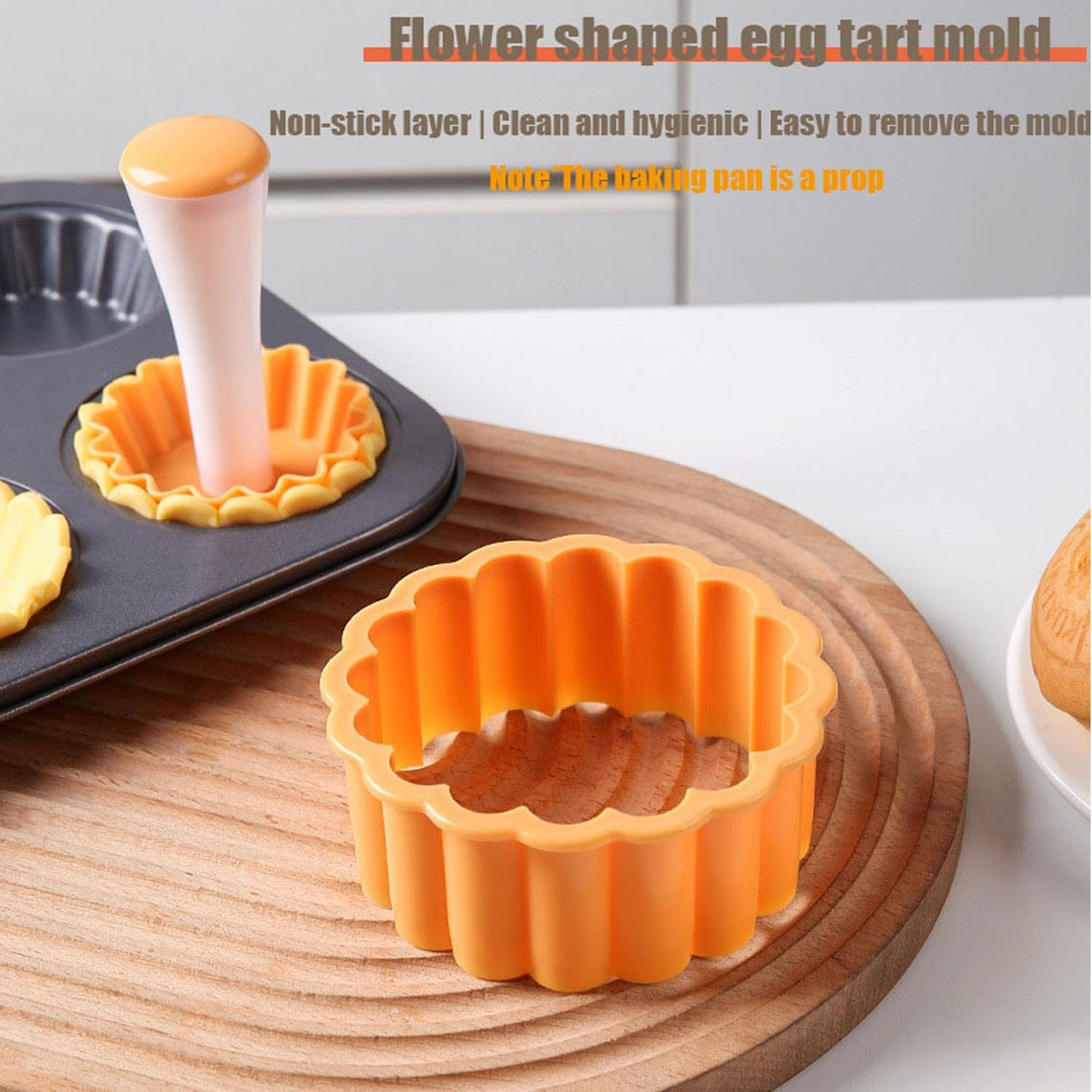 Shengsenfu Pastry Dough Tamper Kit, round Tart Shell Molds, Tart Press Tool Pastry Dough Tamper Set, Pastry Tamper Tart Shell Set, Creative Cake Cup Presser for Cookies Pies Cupcake Muffin Baking Tool image number 6