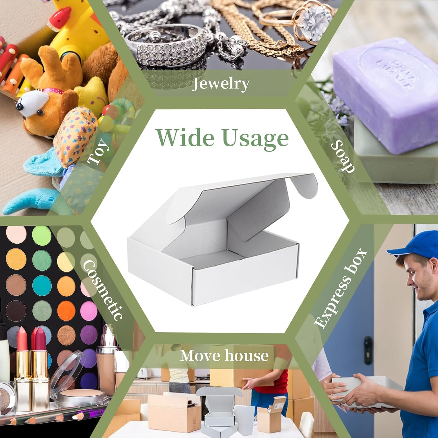 White Corrugated Cardboard Shipping Boxes, 150X100X40Mm Mailing Cardboard Shipping Packaging Boxes, Small Parcel Boxes for Small Business, Packing, Mailing, Storing, Posting (WH, 25PCS) image number 3