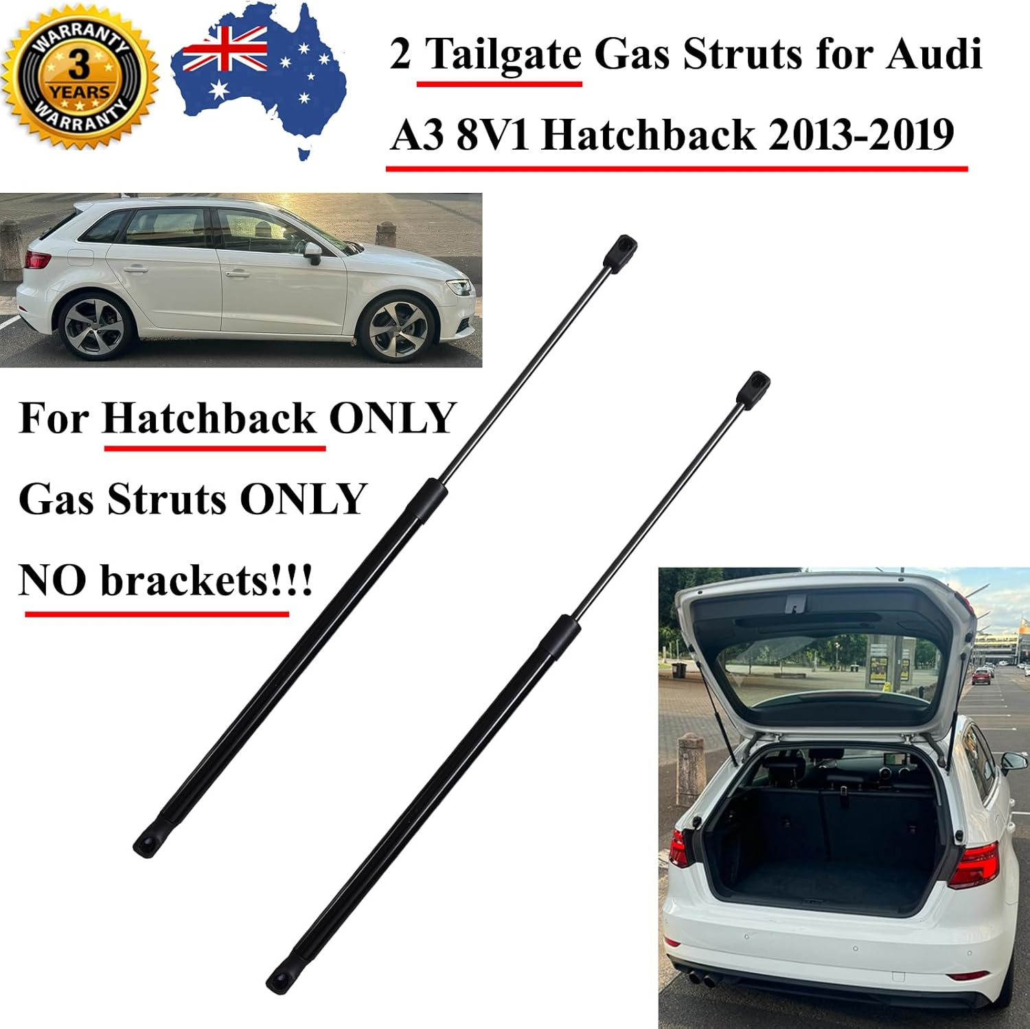 2 Hatchback Tailgate Gas Struts for Audi A3 RS3 S3 8V1 Series 5 Door Hatch 2013/05-2019 Liftgate Shock Supports Stay Rear Boot Hatch image number 6