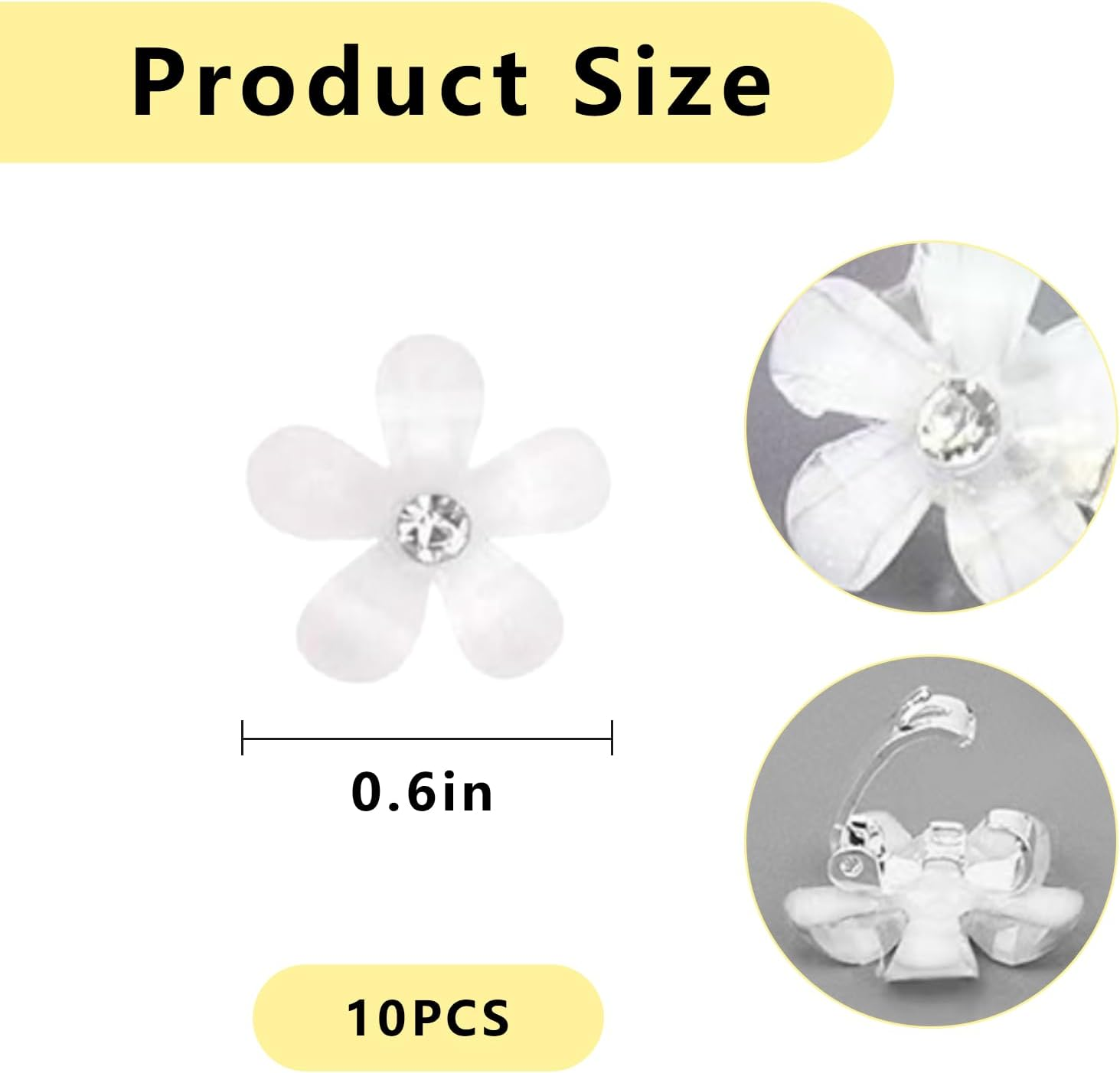 White Flower Hair Clip - Pack of 10 Flower Hair Clips, Kawaii Hair Clips Girls, Flower Hair Clip, Cute Small Hair Clips, Y2K Hair Accessory for Everyday Wedding Beach Party Flower Hair Clip image number 2