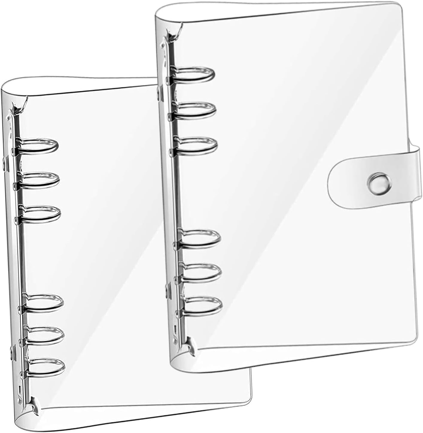 2 Pack A5 6 Ring Soft Cover Binder,Transparent PVC Notebook Cover with Snap Button(23.3 * 18Cm) image number 1