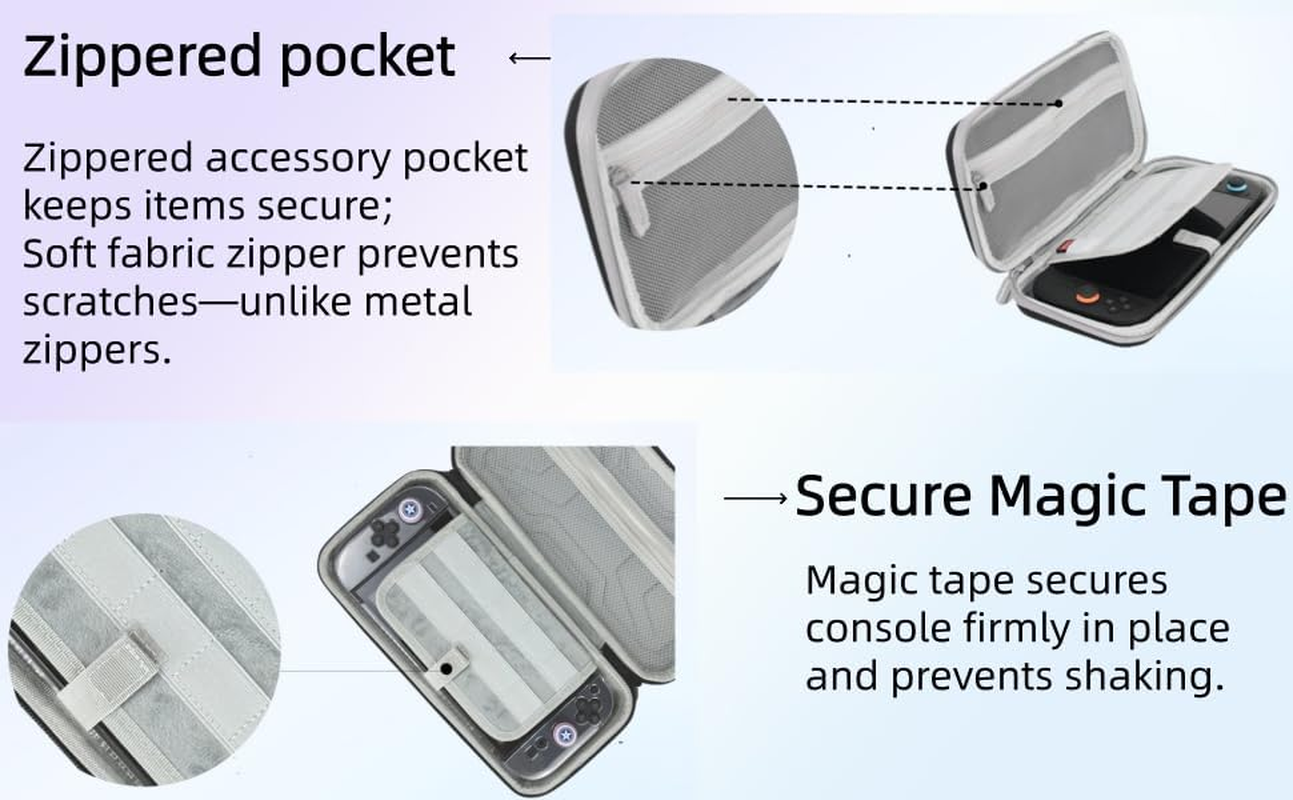 Churiyameen Carrying Case for Nintendo Switch 2(2025) Compatible with Console & Accessories Game,Shockproof Protective Hard Shell,Portable & Durable Large Capacity Storage Travel Case(Black) - Black image number 5