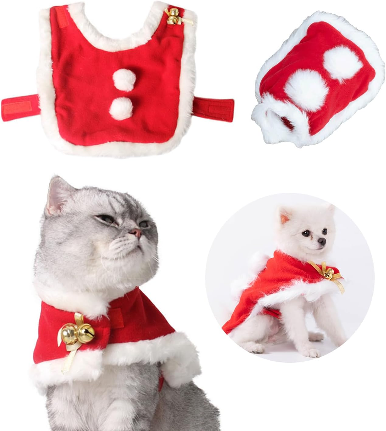 2 PCS Hat & Scarf Pet Costumes Christmas Pet Dress up Pet Cosplay Cat and Dog Costumes for Party (L-6)