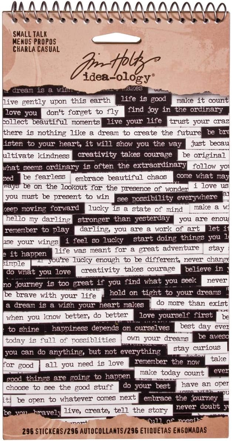 Tim Holtz Idea-Ology Small Talk Stickers By, 8.25 X 4.25 Inch Sheet Size, 296 Stickers, Black/White, TH93193