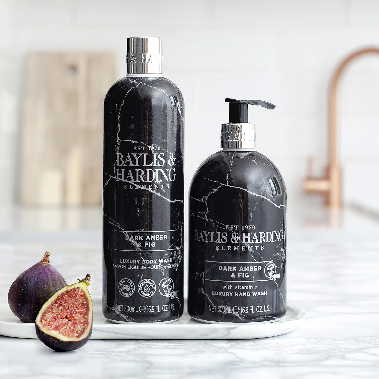 Baylis & Harding Elements Dark Amber & Fig Luxury Body Wash 500Ml - Pack of 4 - Vegan Friendly image number 2