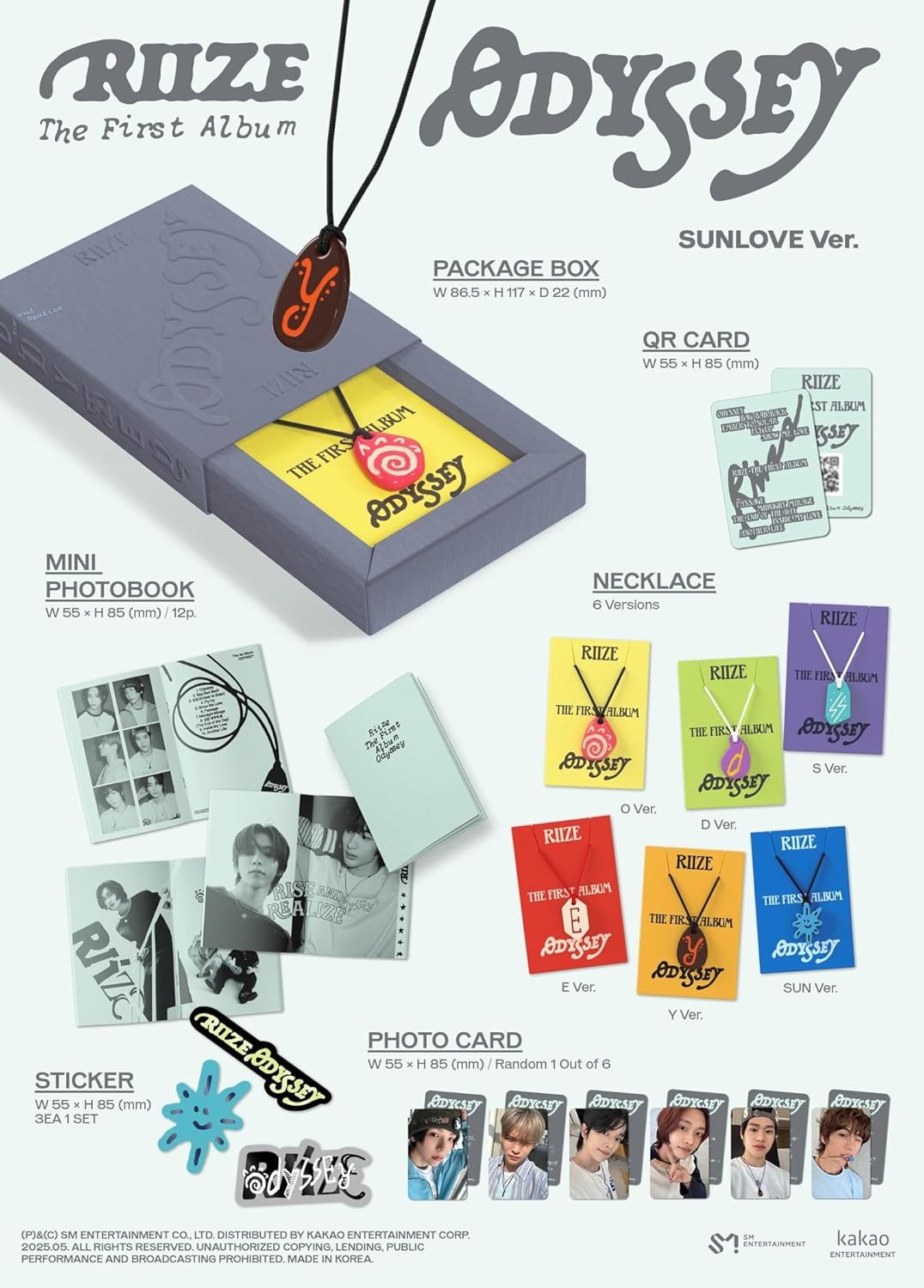 RIIZE ODYSSEY 1St Album SUNLOVE LIMITED Full 6 Version Set O Version+D Version+S Version+E Version+Y Version+Sun Version with Tracking Sealed