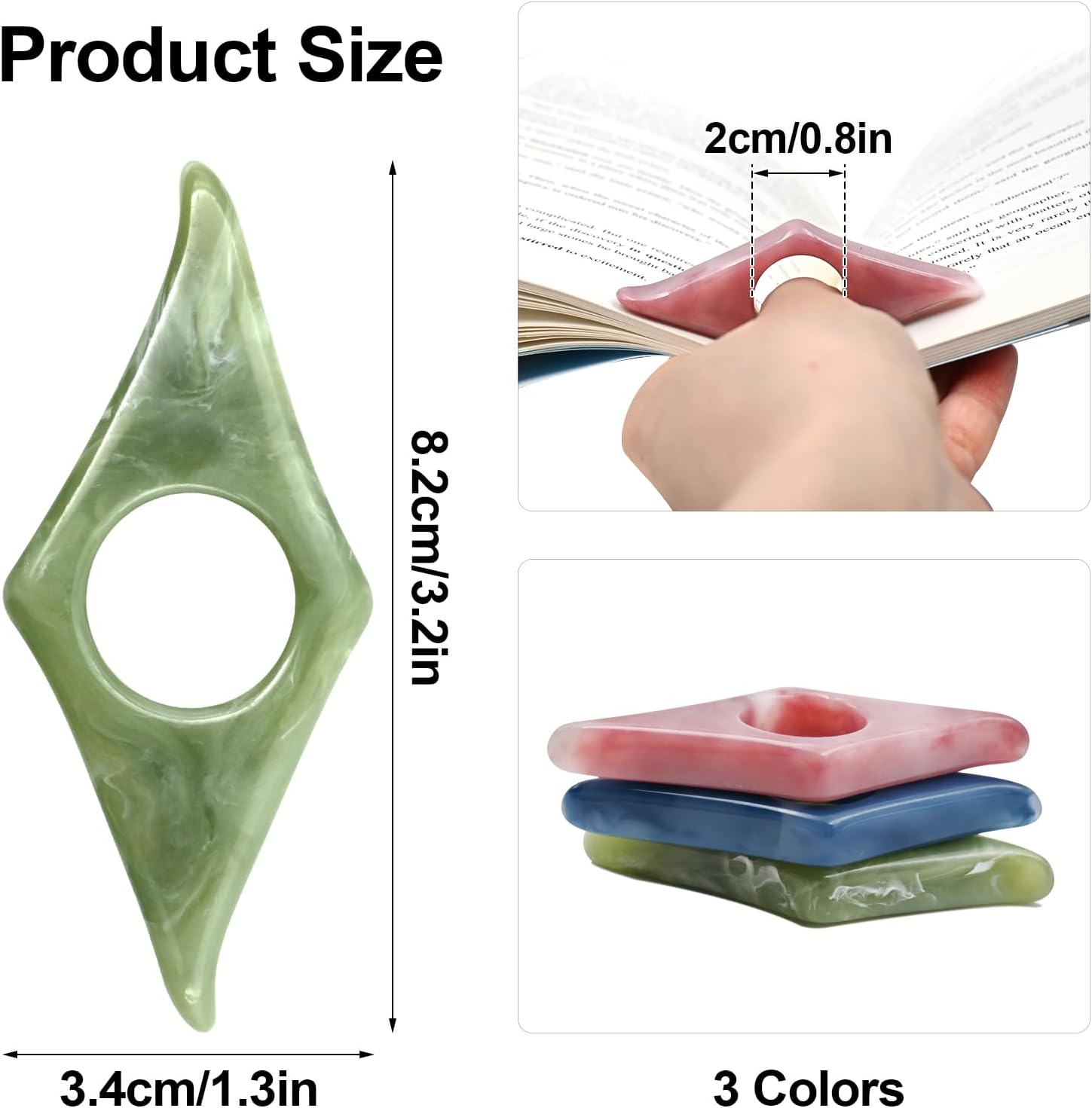 3 PCS Thumb Book Page Holder, Book Thumb Page Holders for Reading Hands Free, Book Finger Opener Holder, Reading Accessories for Book Readers Lovers Gifts image number 4