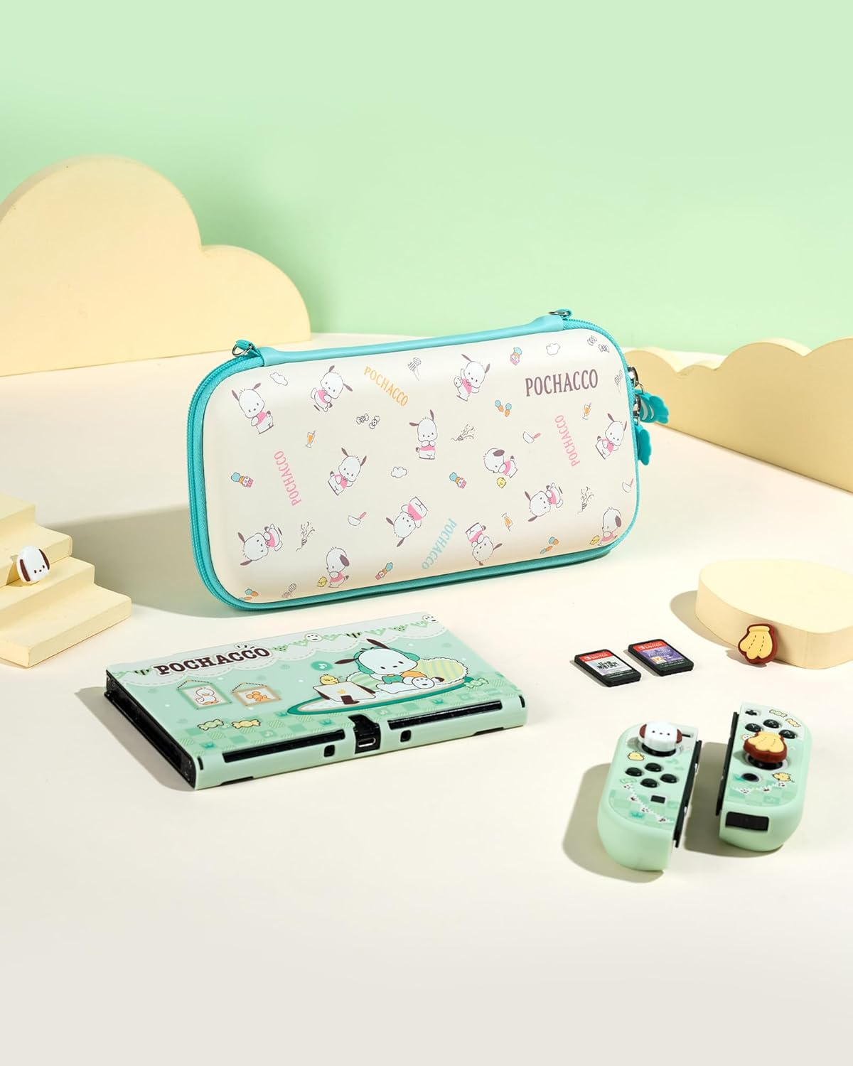 Kuitmor Pochacco Slim Carrying Case Compatible with Nintendo Switch/Switch OLED, Hard Shell Protective Cover Travel Bag Fit Switch Console & Accessories - Candy Party image number 5