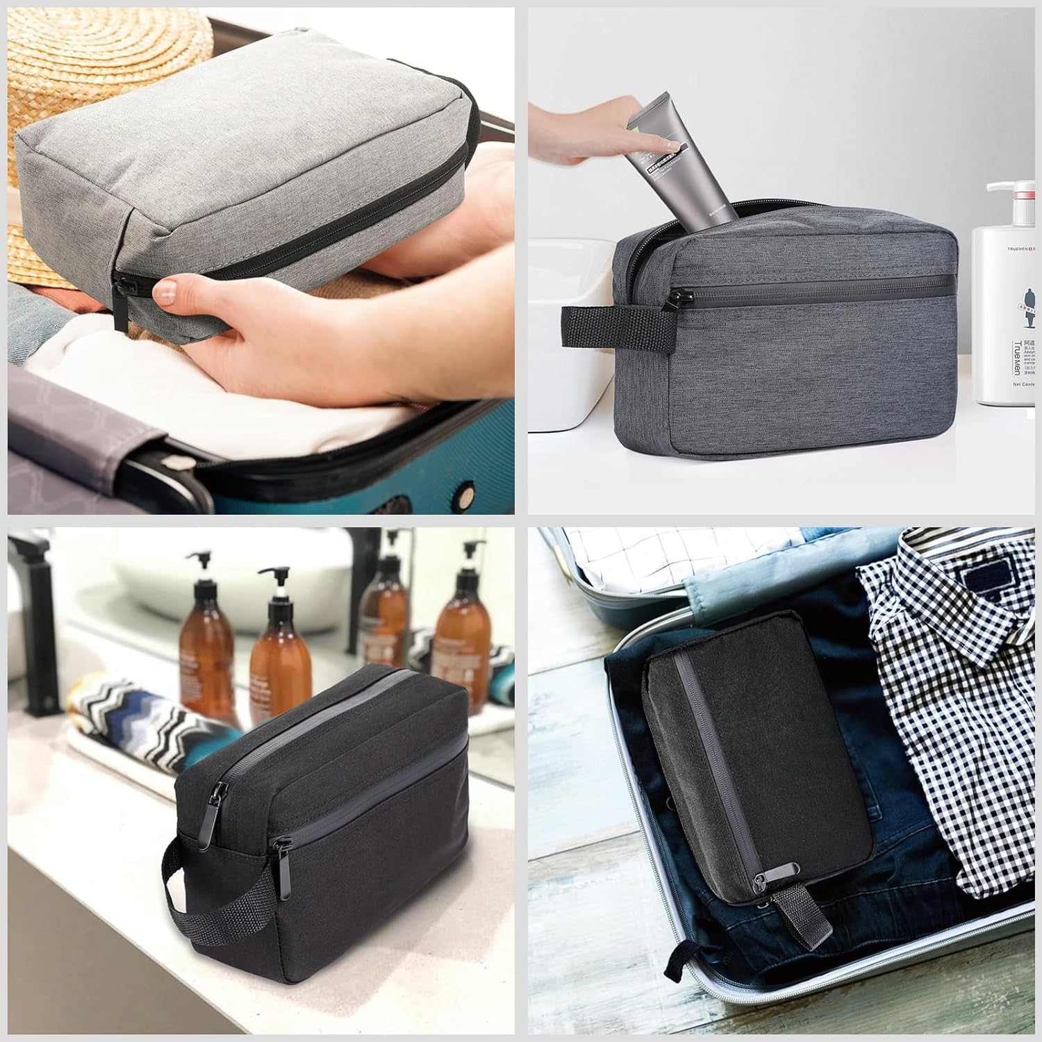 Portable Travel Wash Bag - 2Pcs Oxford Cloth Toiletry Organizer for Shower, Bathroom, Gym, and Shaving - Men'S Makeup Storage image number 1