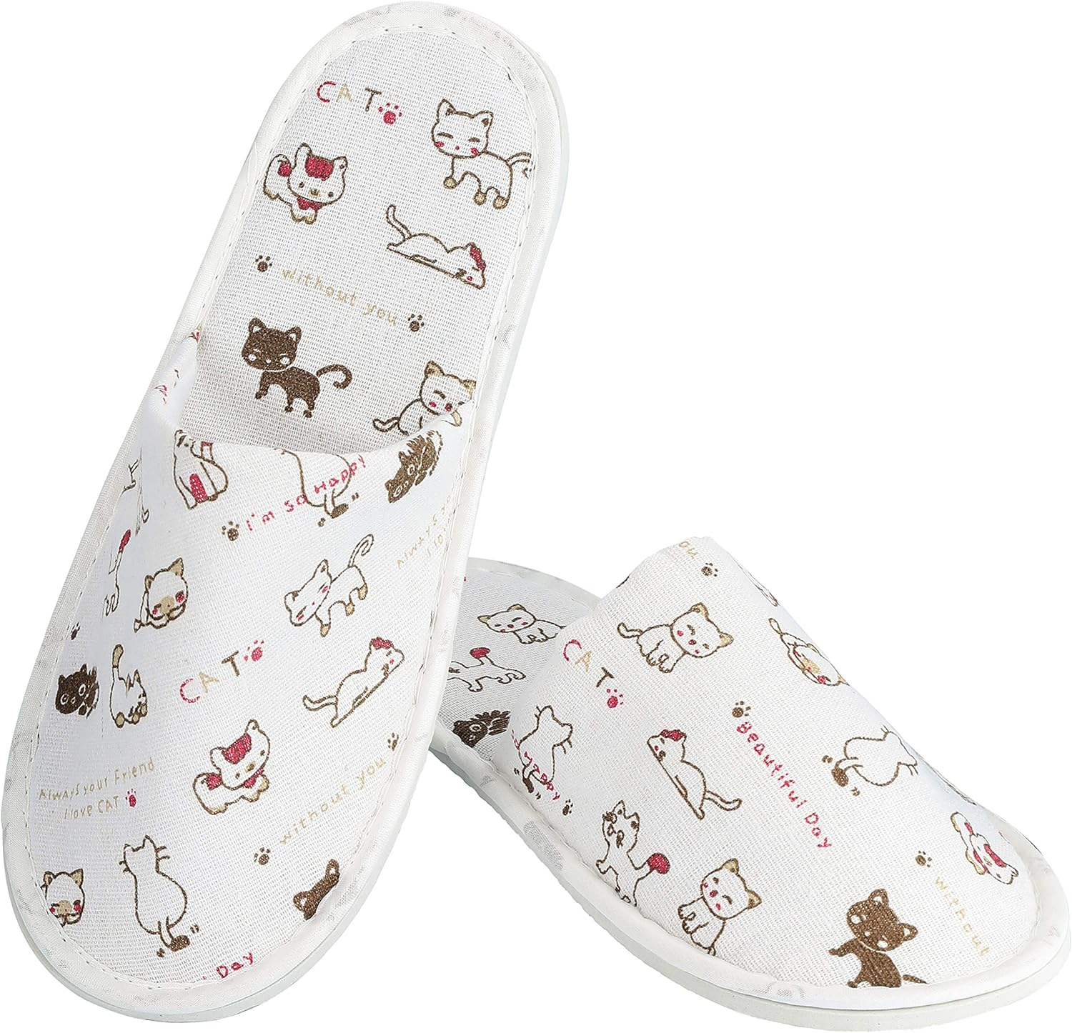 6 Pairs Cute Disposable Slippers, Cotton Cloth Closed Toe Spa Slippers for Women and Men, Breathable Non-Slip Slippers for Hotel, Guests, Travel, Forest