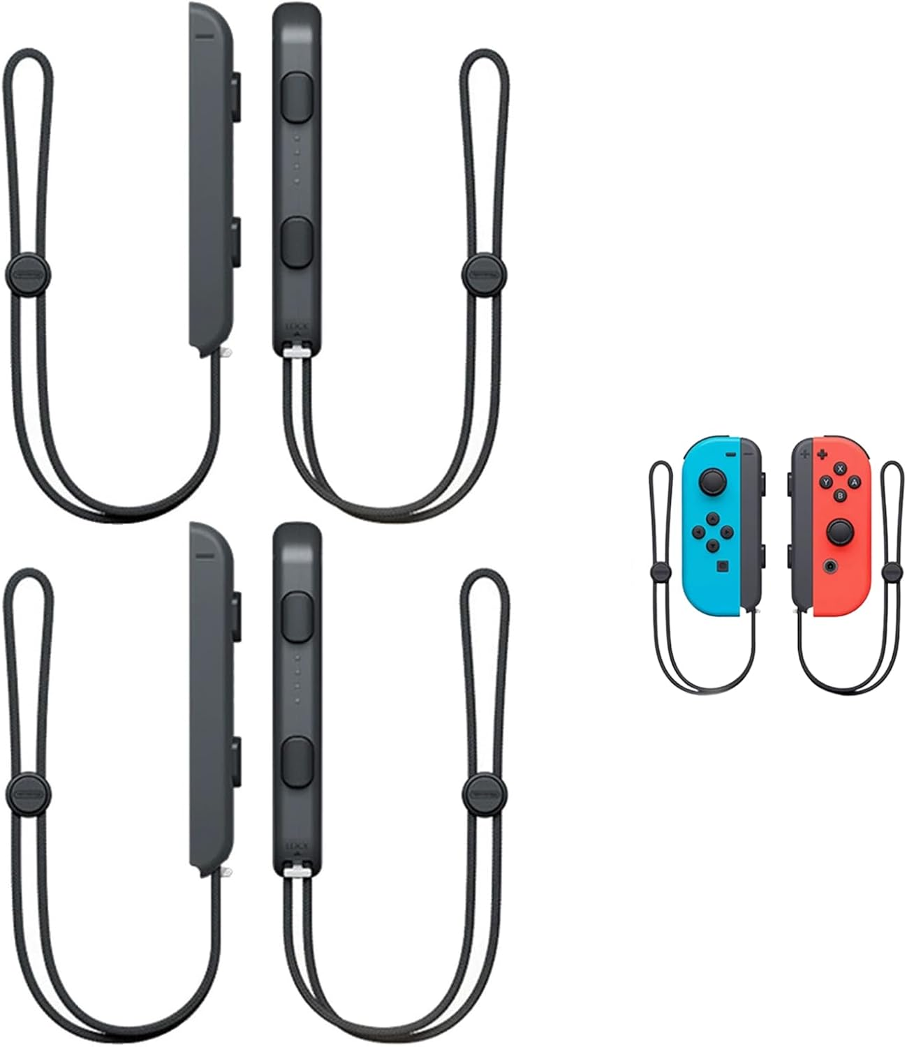 Essencenest 2 Pack Wrist Strap Controller Compatible with Nintendo Switch Joycon, Adjustable Controller Straps with Secure Lock, Replacement Lanyards for Switch Joycon (Black & Colorful)