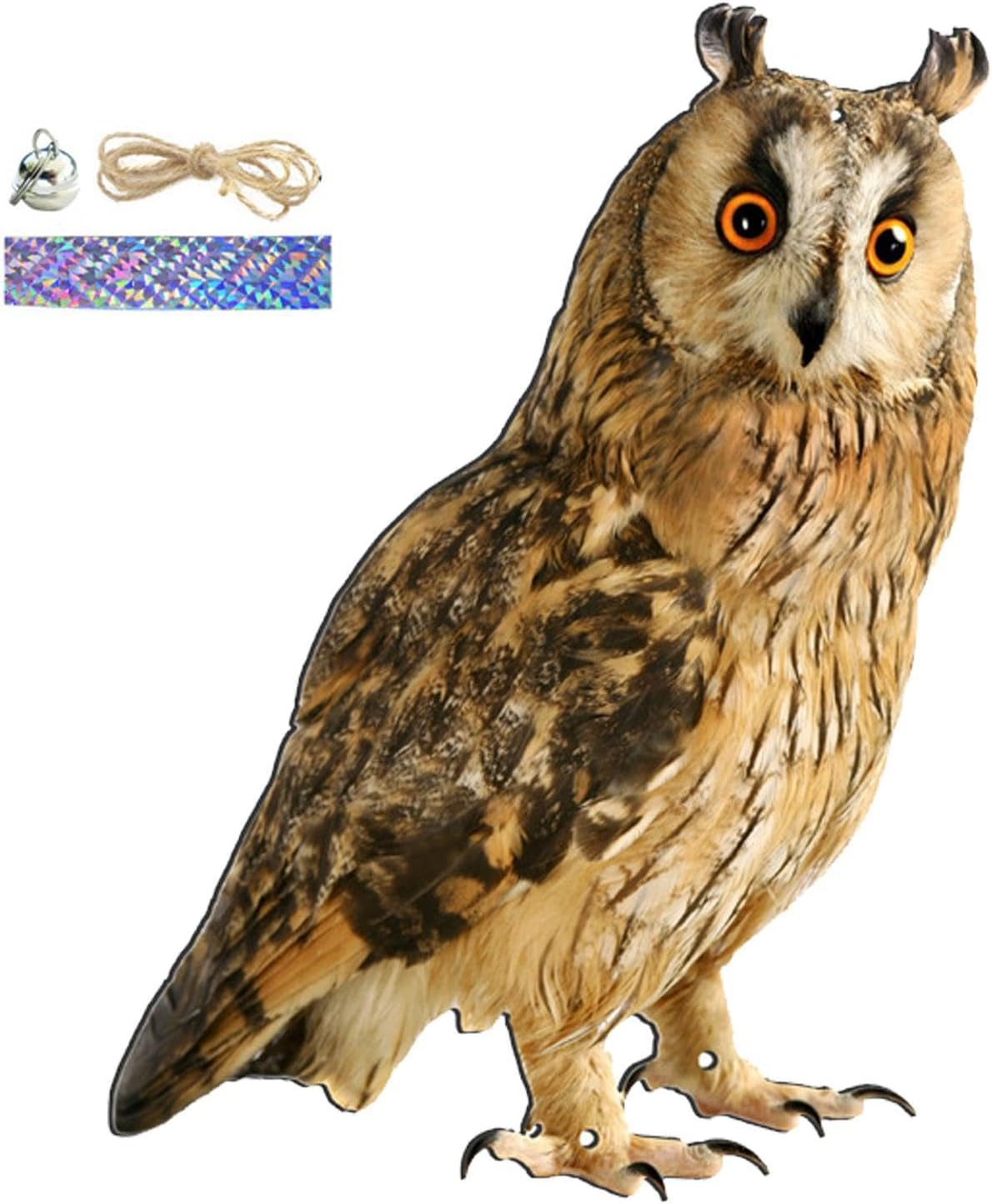 O-Wl Bird Scarers for Gardens, Owls to Keep Bi-Rds Away, Fake O-Wl Decoy with Bell, Bi-Rds Deterrents, Scarecrow for Roofs to Keep Bi-Rds Pigeon from Tree Yard