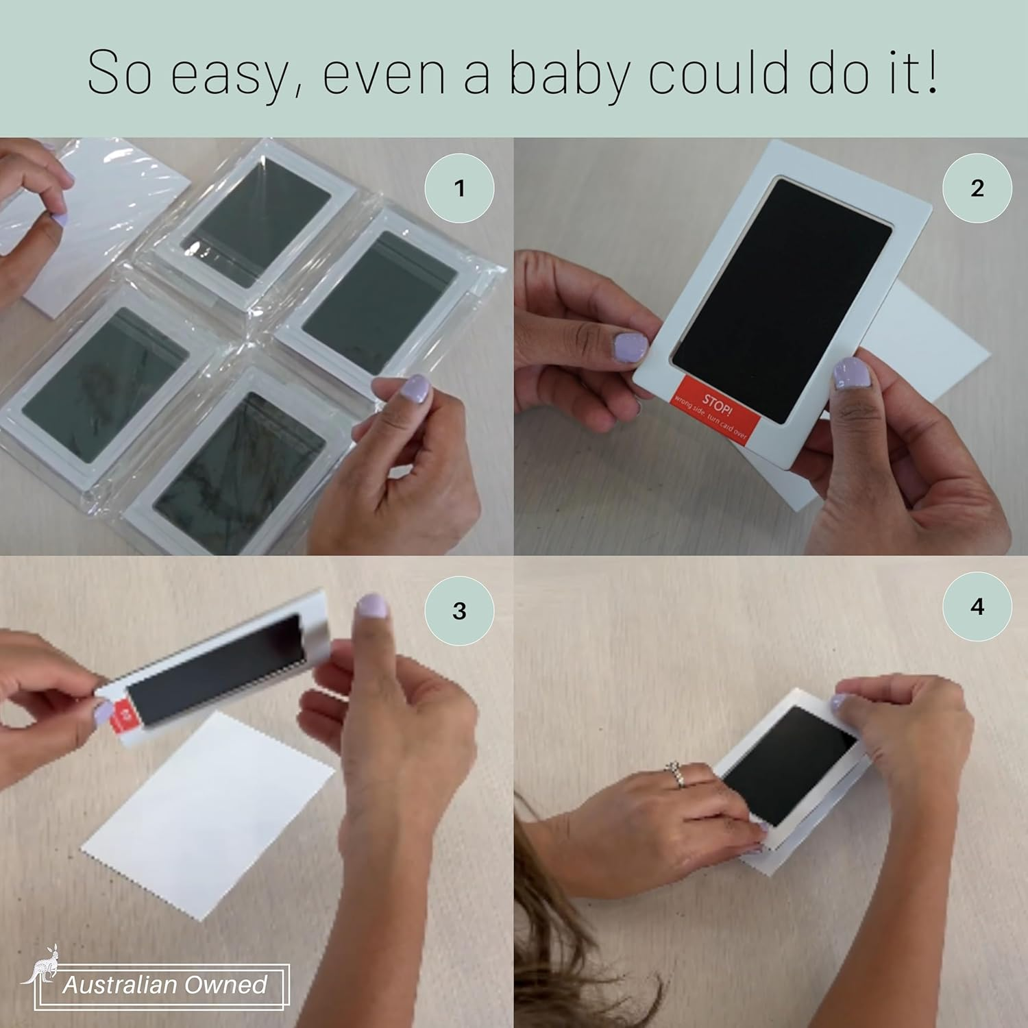 4-Pack Inkless Hand and Footprint Kit-Safe Ink Pad for New Born Baby Hand and Footprint Kit-Baby Essentials for Newborn-Baby Foot Print Kit-Pet Paw Print Kit-Mess Free Ink Pad for Cat Paw Dog Paw image number 6