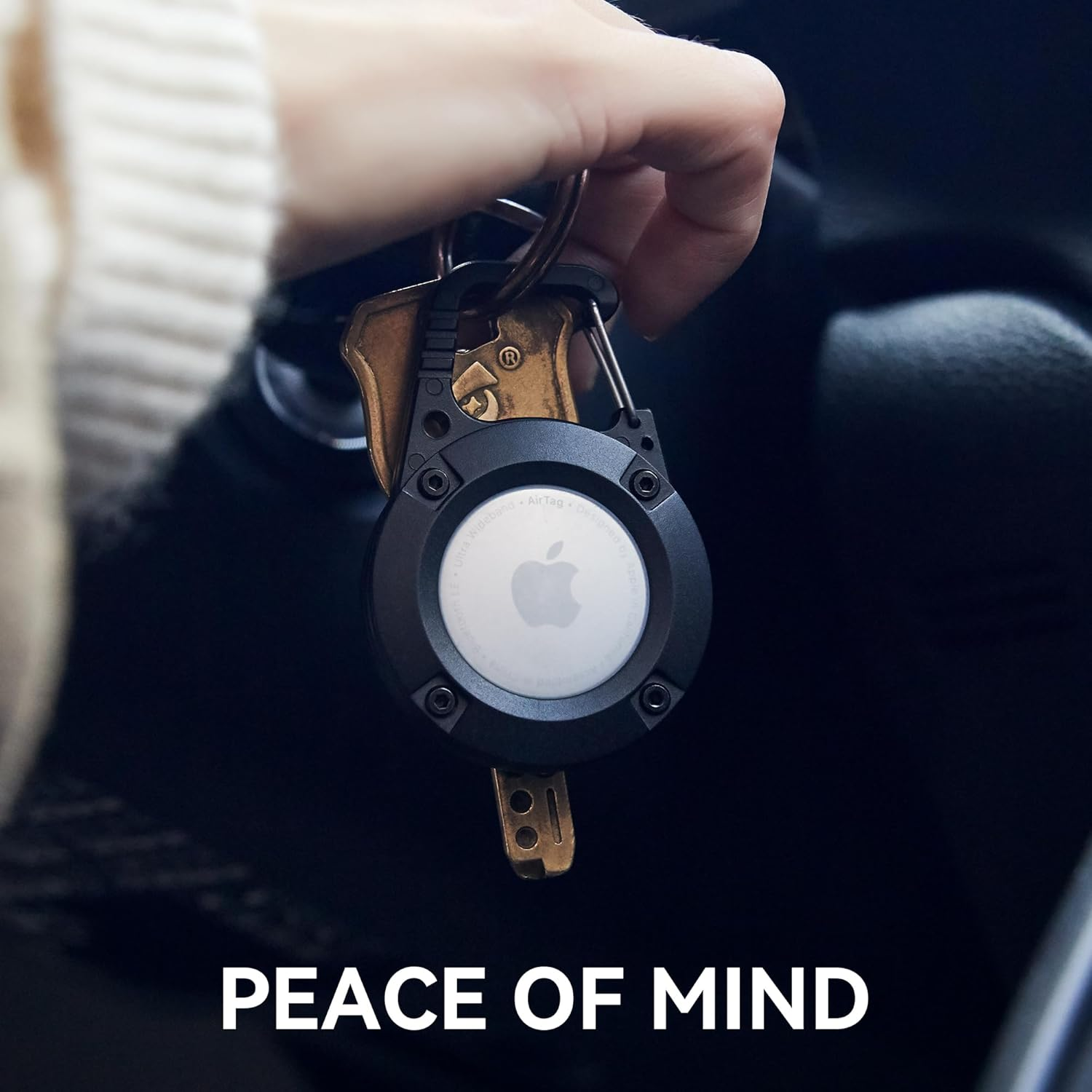 For Airtag Holder 2 Pack,Waterproof Apple Airtag Keyring with Carabiner,Airtag Case for Luggage,Keys,Backpack,Car,Bags,Kids,Dog Collar,Keychain image number 1