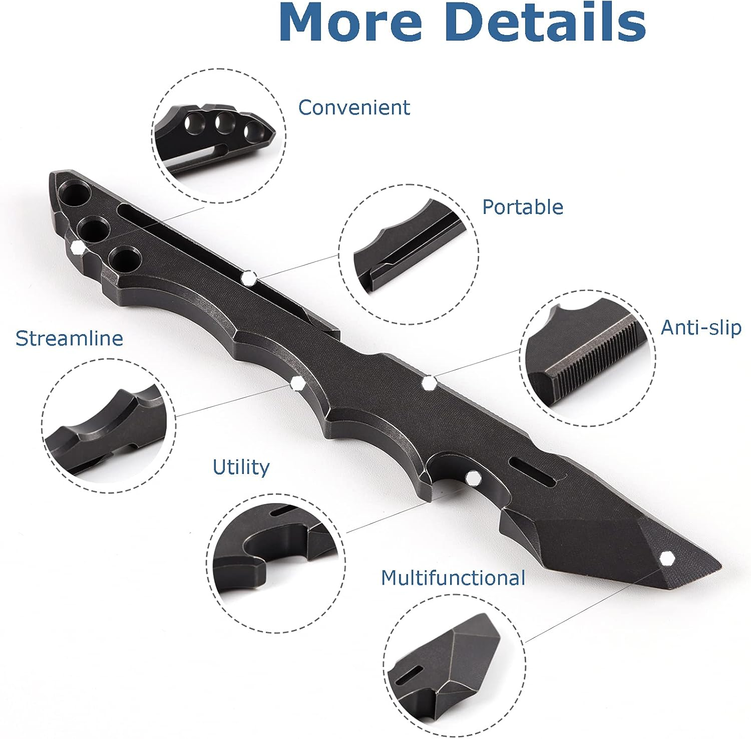 Titanium Pry Bar EDC Multi Tool with Bottle Opener Box Opener Clip Function (Black) image number 6