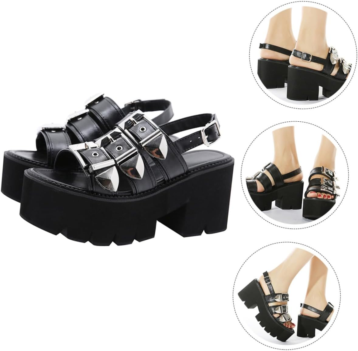 Summer Thick-Soled Open Toe Sandals for Women Chic Black Platform Shoes with Unique Design and Comfortable Stylish Summer Footwear image number 1