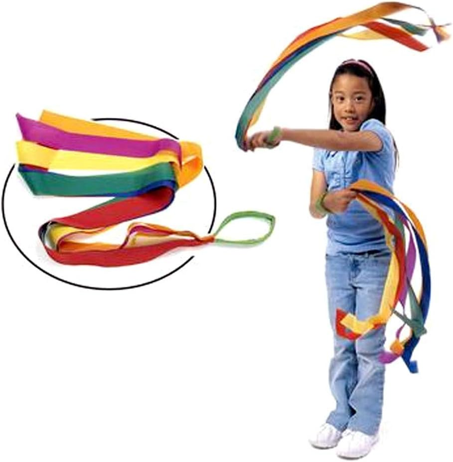 LERTREE 12 Pcs Rainbow Rhythm Ribbon Dance Wand Gymnastics Toys for Kids image number 2