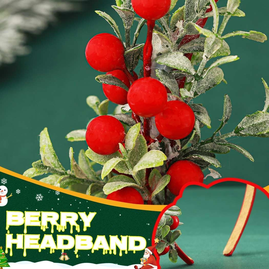 Gortin Christmas Headbands Xmas Flower Headband Red Berries Hair Hoop Snow Christmas Wreath Hair Band Holiday Party Costume Hair Accessory for Women and Girls (Type A) image number 6