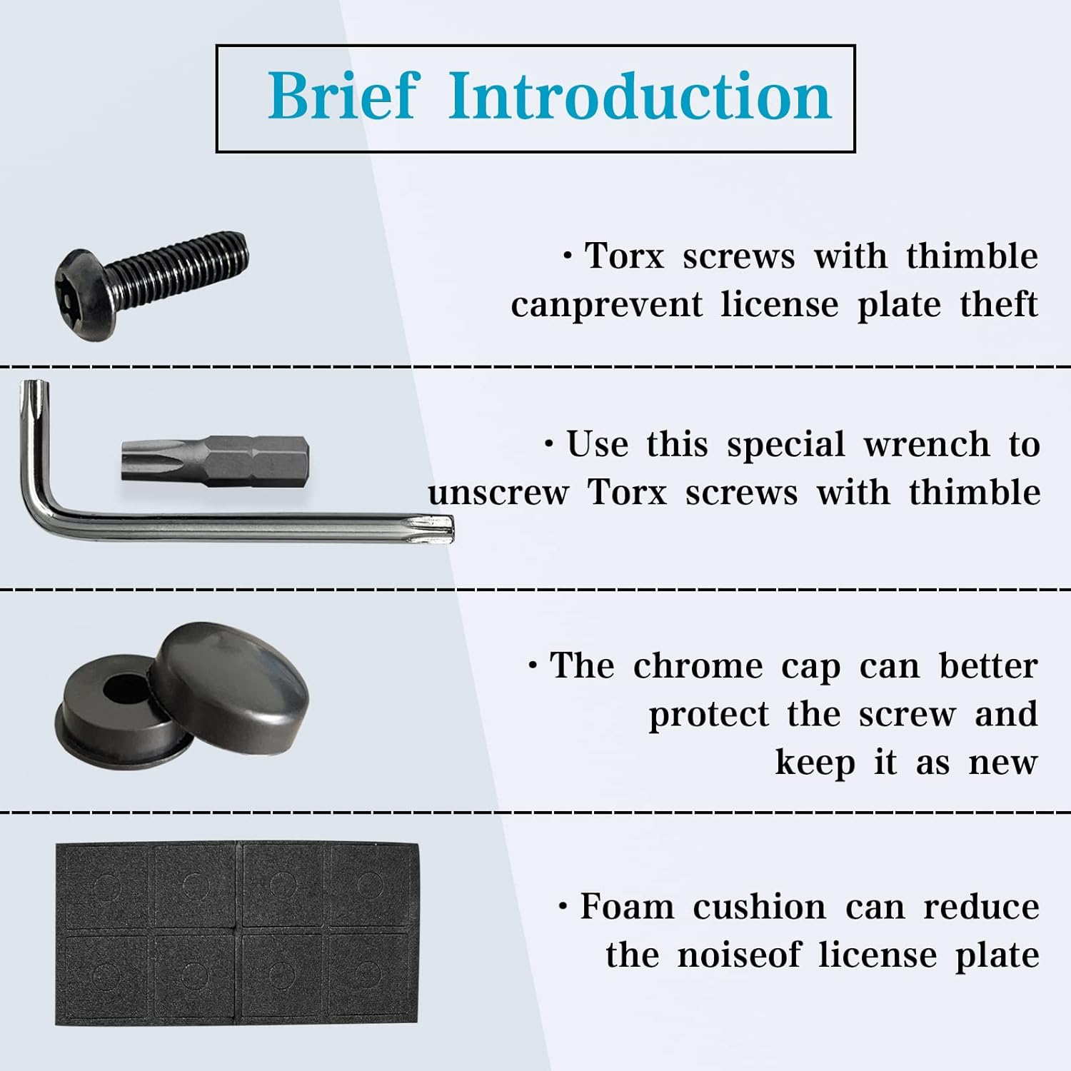 Black anti Theft License Plate Screws Kits, Rustproof Stainless Steel Car Tag Plate Mounting Hardware M6 (1/4") Tamper Proof, Matte Black Caps Covers Fastener Nut for Front Rear Frame Holder Mounting image number 3