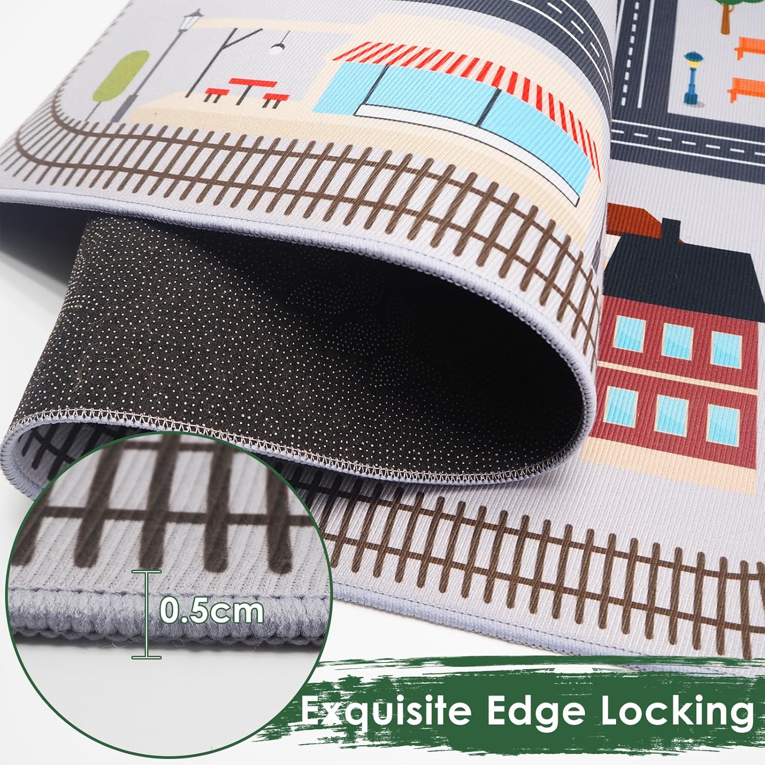 Kids Rugs Non-Slip Playmat Carpet, Educational & Play Area Rug, Alphabet, Numbers, Shapes, City Car Road Traffic System Learning Activity Centerpiece Play Mat for Playroom (Multicolor 5, 80 * 120Cm) image number 6