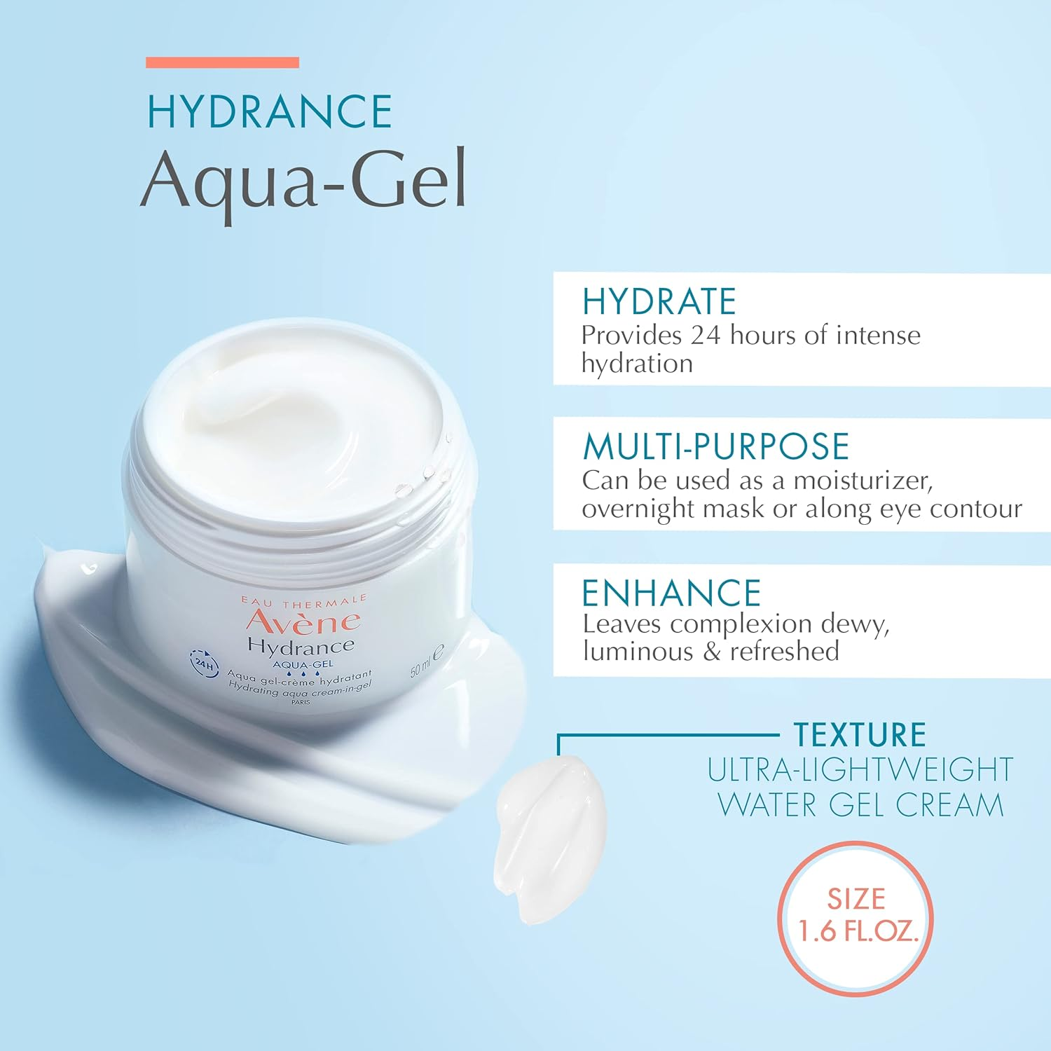 Avene Hydrance AQUA-GEL Hydrating Aqua Cream-In-Gel - for Dehydrated Sensitive Skin 50Ml image number 6