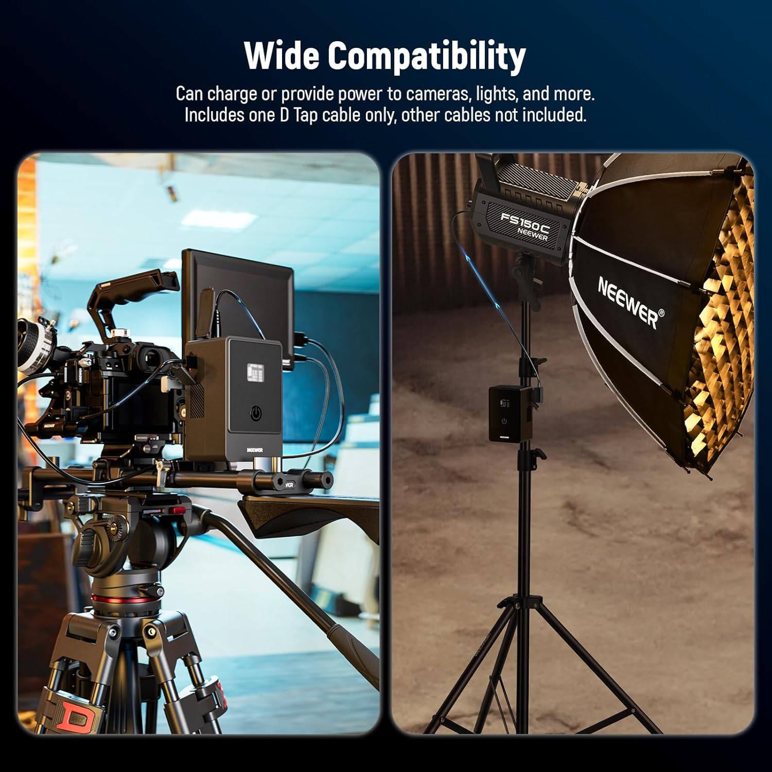 NEEWER PS099E Mini V Mount Battery, 6800Mah 99Wh 14.5V Mini V Lock Battery with D Tap Cable/Bp/65W PD Type C/USB A/Dual DC/OLED Display for Video Camera Camcorder, Compatible with Smallrig BMPCC 4K 6K image number 6