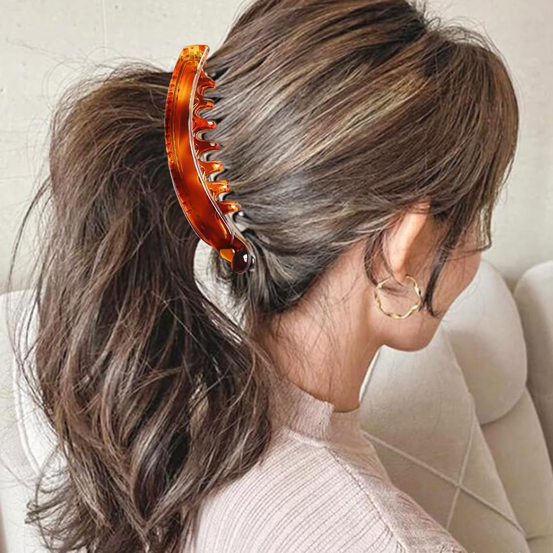 JEYORZY Set of 4 Banana Hair Clips, Banana Clips, Hair Holder, Ponytail Hair Clip, Hair Clip, Banana Clip, High Quality, Robust, for Tying Ponytails, Indispensable Beauty Accessory