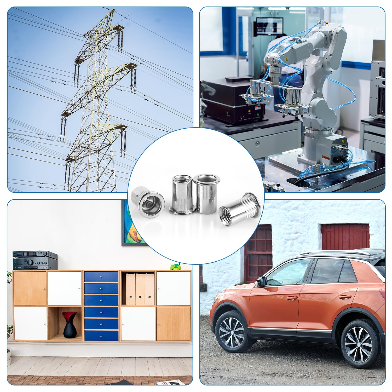 50Pcs 1/4-20Rivet Nuts, Stainless Steel Insert Nut Nut Insert Assortment Clinching Pressure Rivet Nut for Automotive Electrical and Industrial Products image number 2