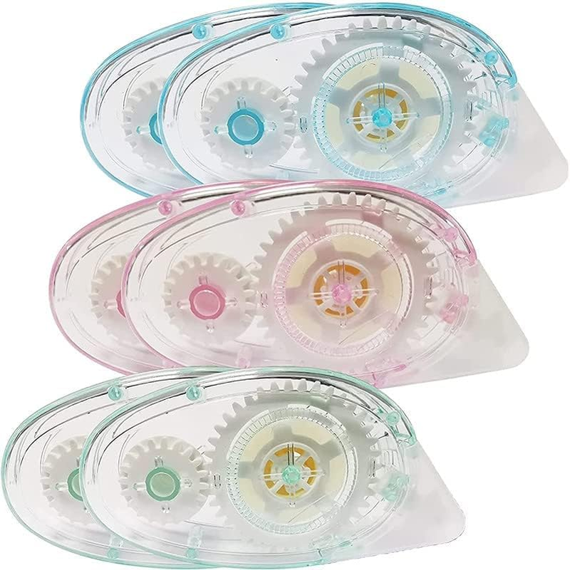 6Pcs Glue Roller,10M X 8Mm Permanent Double Sided Adhesive Scrapbook Tape Roller, Dispenser Transparent Glue Roller,Scrapbook Runner Tape for Crafting,Photo,Cards,Journal (3 Color)