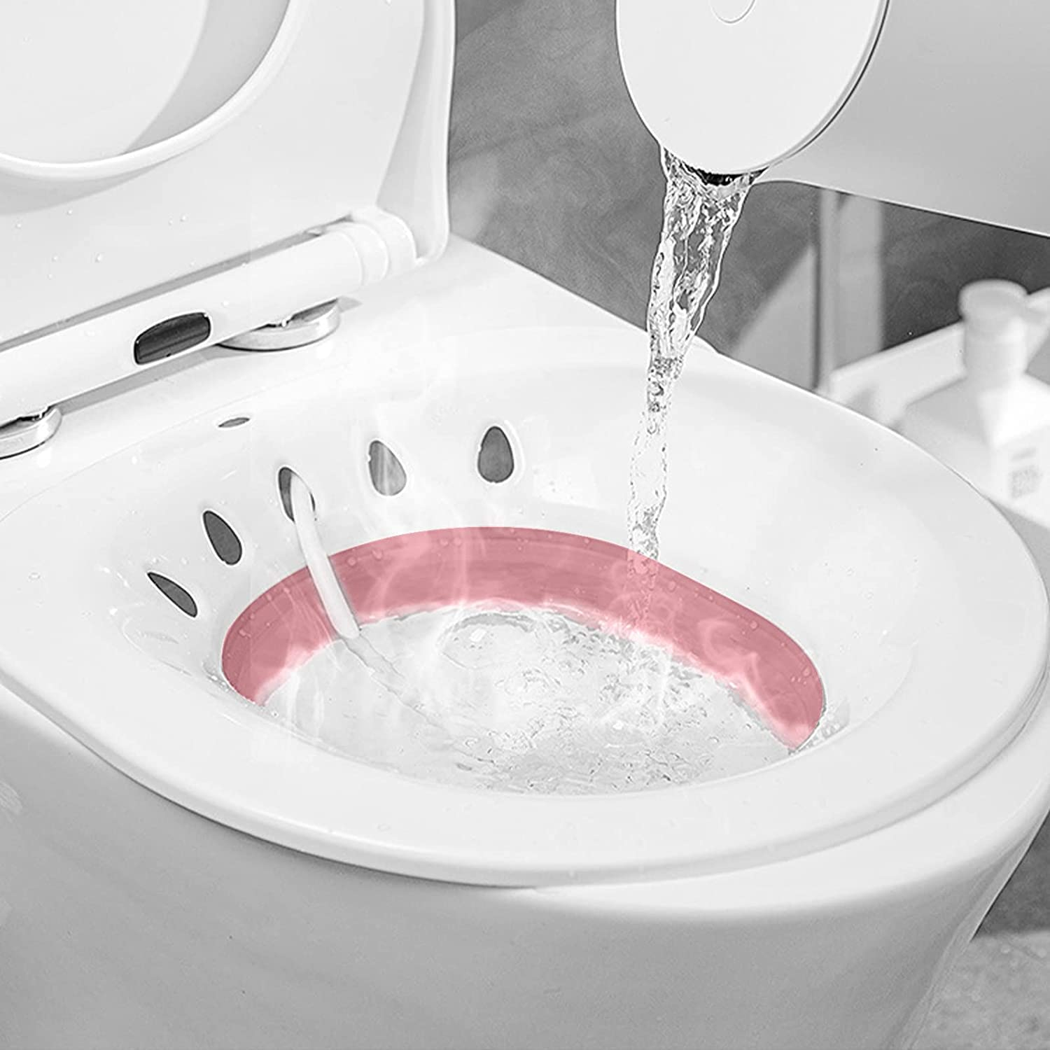 Foldable Sitz Bath for Toilet, Portable Sitz Bath Basin with Flusher, Steam Seat Bidet for Postpartum Care, Hemorrhoids Recovery, Vaginal/Anal Inflammation image number 5