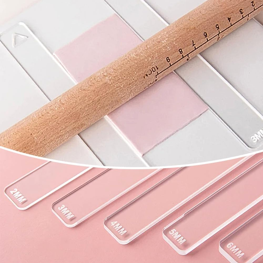 5-Pair Polymer Clay Rolling Pin Guides - 2/3/4/5/6Mm Depth Guide for Dough Thickness image number 5