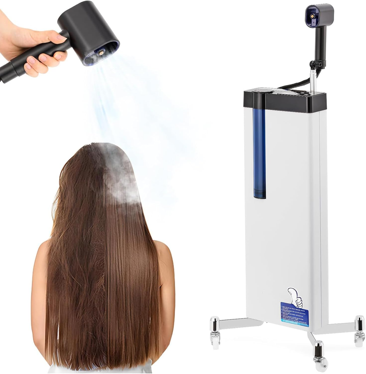 LBMED 3In1 Nano Hair Steamer, Hair Care Machine with 360&deg; Rotating Nozzle and Retractable Stand, Adjustable 5 Levels Atomization Speed and Deep into Scalp 5-8 Cm, Precise and Even, for Repair Damaged image number 6