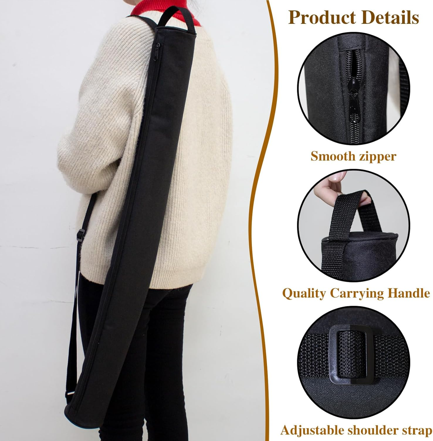 INCAUCA 7 Can Golf Beer Sleeve, Insulated Beer Sleeve for Golf Bag, Golf Bag Beer Cooler Sleeve, Beer Sling Holder for Cans Drinks Canned Beverages, Fit Most Golf Bags (Black) - Gray image number 7