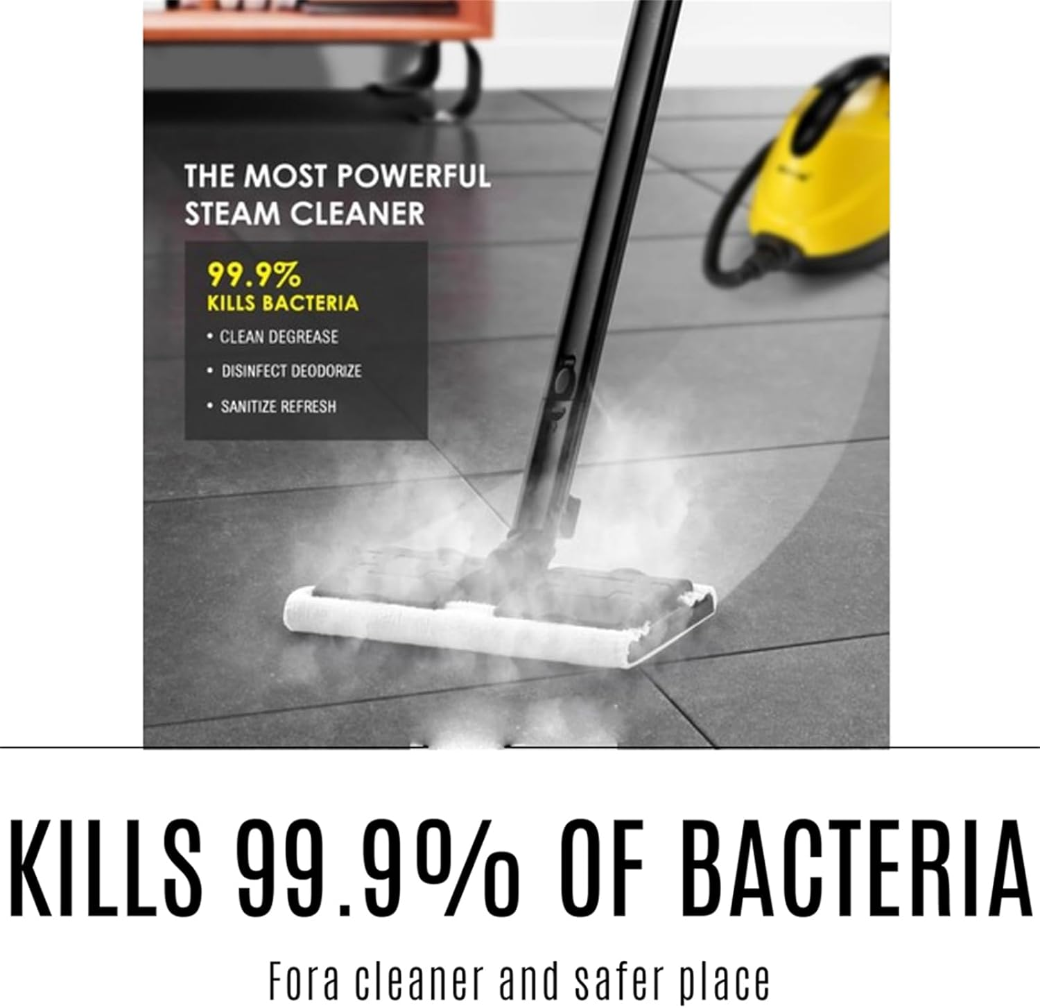 EHOME 1.8L Steam Cleaner Mop 18-In-1 Igh Pressure Carpet Floor Window Steamer Handheld Home Cleaning Yellow image number 1