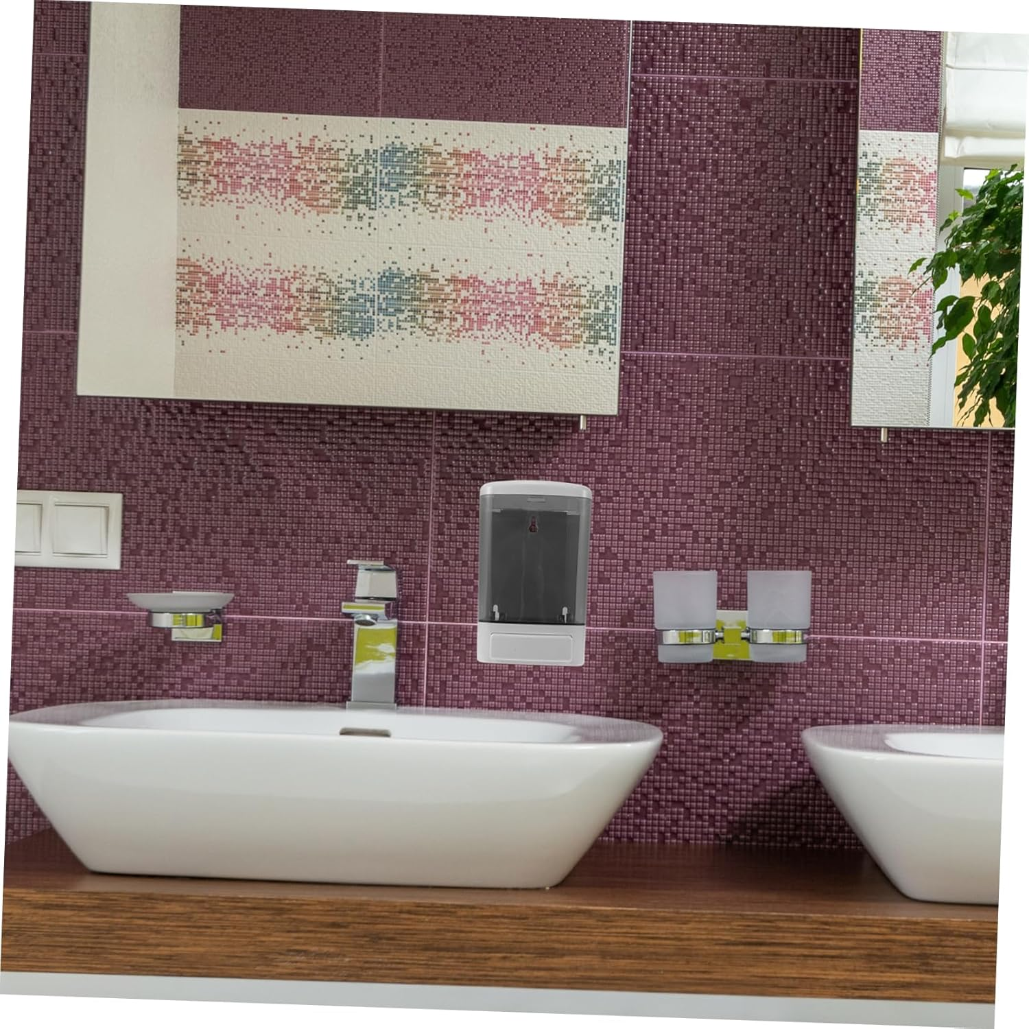 ELAYARD 2Pcs Wall-Mounted Soap Dispenser Hand Soap Dispenser for Bathroom Detachable Manual Dispense Wall Mounted Plastic Hand Pump Bottle Abs Black image number 2