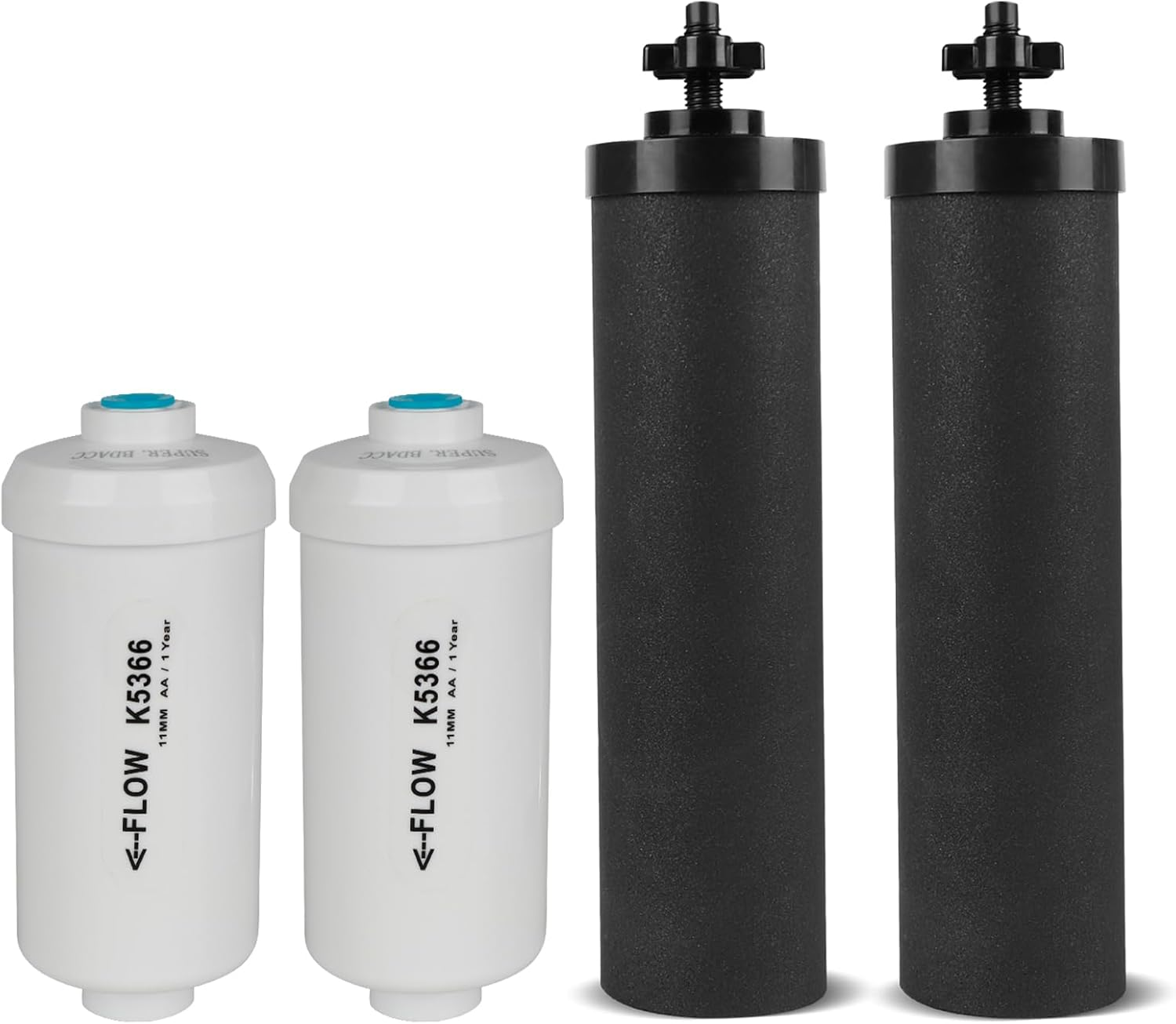 SUPER.BDACC Gravity Water Filter Replacement,For Berkey&reg; Black Carbon (BB9-2&reg;) Purification Elements and Fluoride Filters K5366 (PF-2&reg;) Combo Pack,Compatible with Berkey&reg; Filtration System,Pack of 4 image number 5