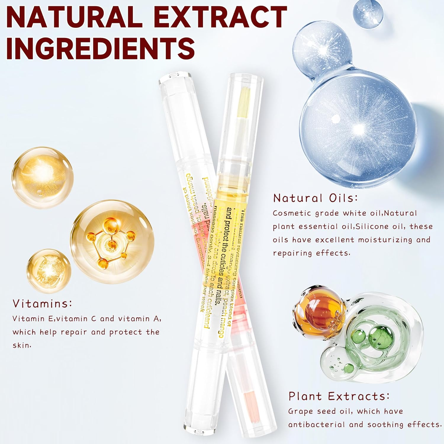 Cuticle Oil Pens - 4 PCS Revitalizing Oil Pen with Soft Brush for Nail Care, Cuticle Softener to Prevent Dry and Cracked Nails with Nail File, Mixed Scents - 8 Scents image number 2