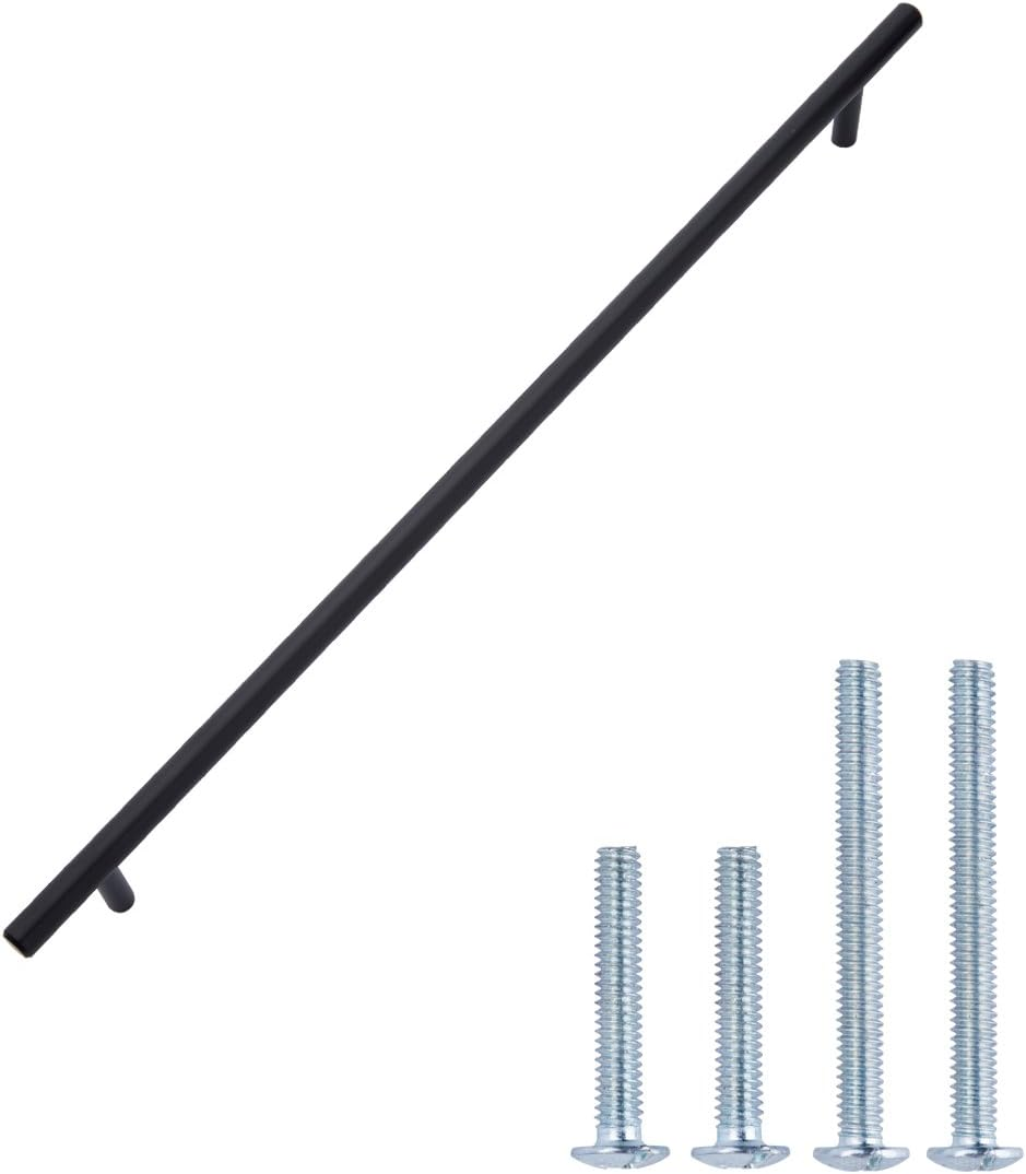 Amazon Basics Euro Bar Cabinet Handle (9.52Mm Diameter), 25.4Cm Length (19.05Cm Hole Center), Flat Black, 10-Pack