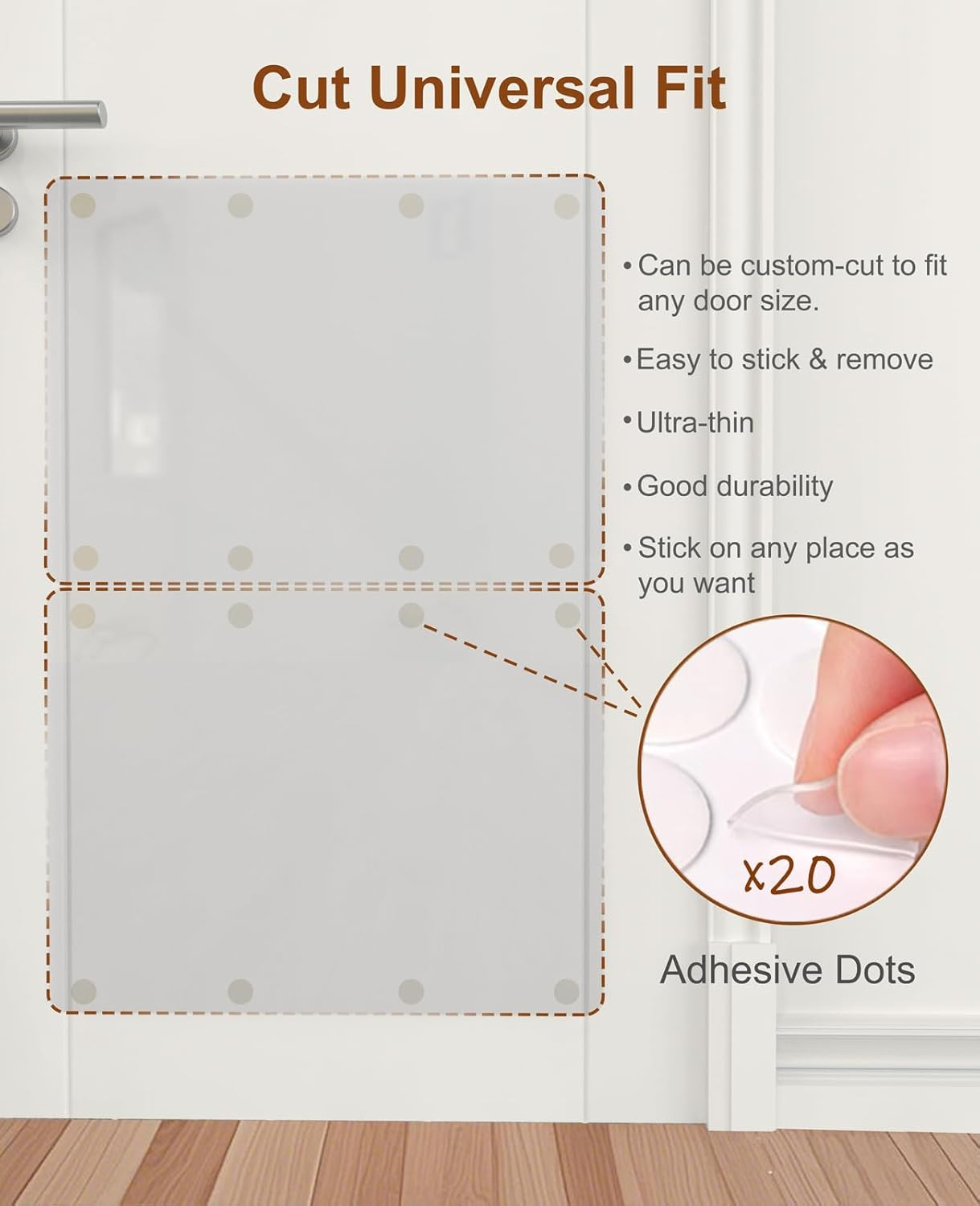 Door Protector for Dogs and Cat, Flexible Door Guard Cover, Self-Adhesive, Custom-Cut Door Shield for Pets to Protect Your Door & Wall Size 43'' X 16'' image number 6