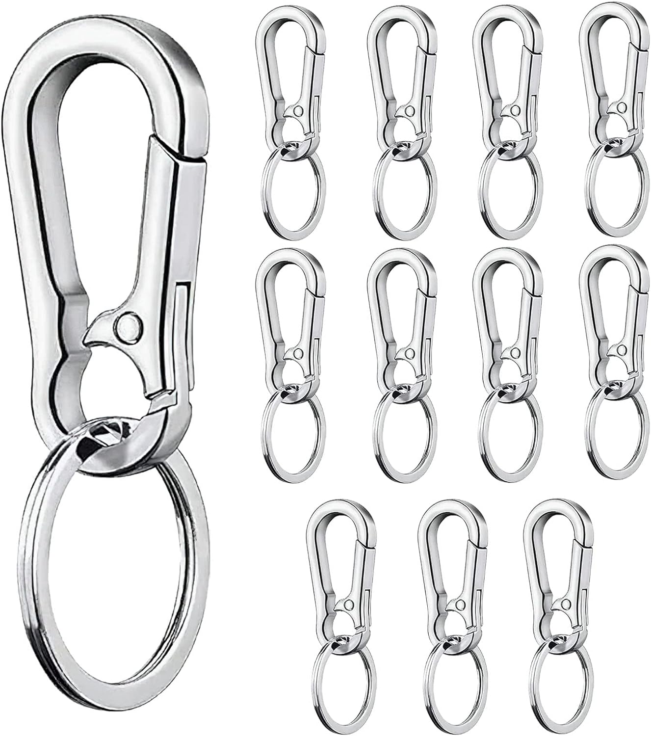 12 PCS Keychain Clip, Ring, and Carabiner Set - Metal Holder Organizer for Car Keys - for Men and Women image number 6