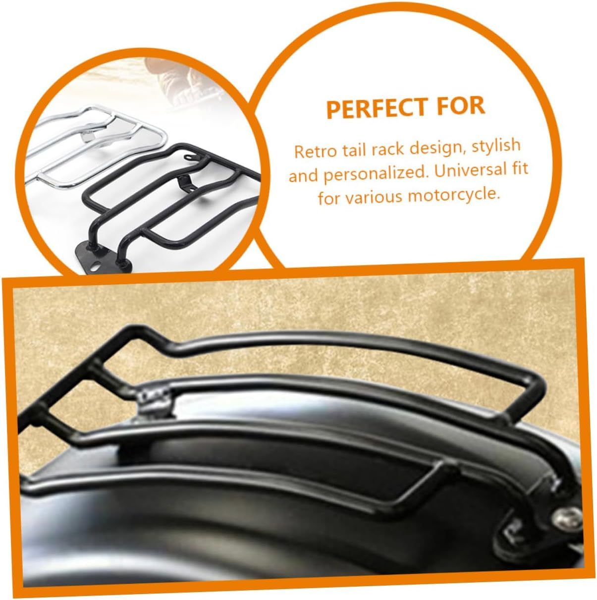 Cabilock Motorcycle Rear Luggage Rack Rear Seat Storage Rack Mount Sturdy Metal Frame Universal Fit Motorcycle Accessories for Men Carry Luggage Support for Tail Box and Helmet image number 1