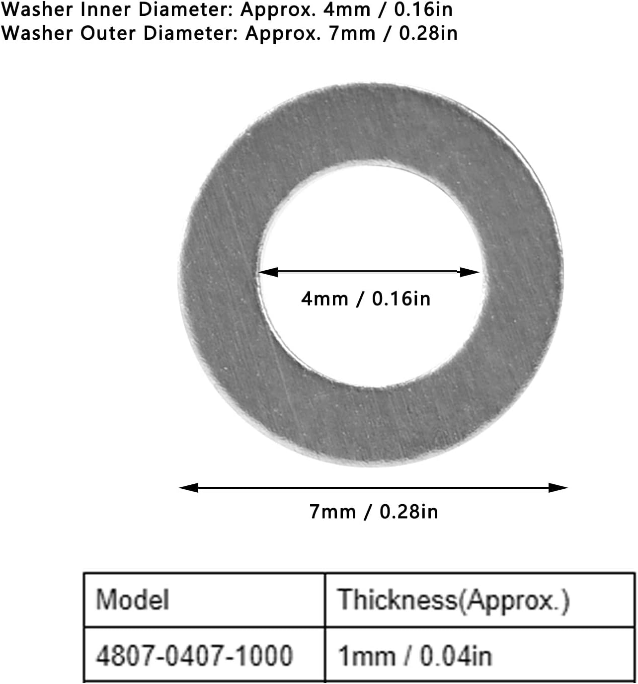 ANKROYU 120Pcs Flat Washer, Stainless Steel Flat Stainless Steel 4Mm ID 7Mm OD Accessory Set Kit, Hardware Washer, Washer Kit for Maintenance (4807-0407-1000) image number 5